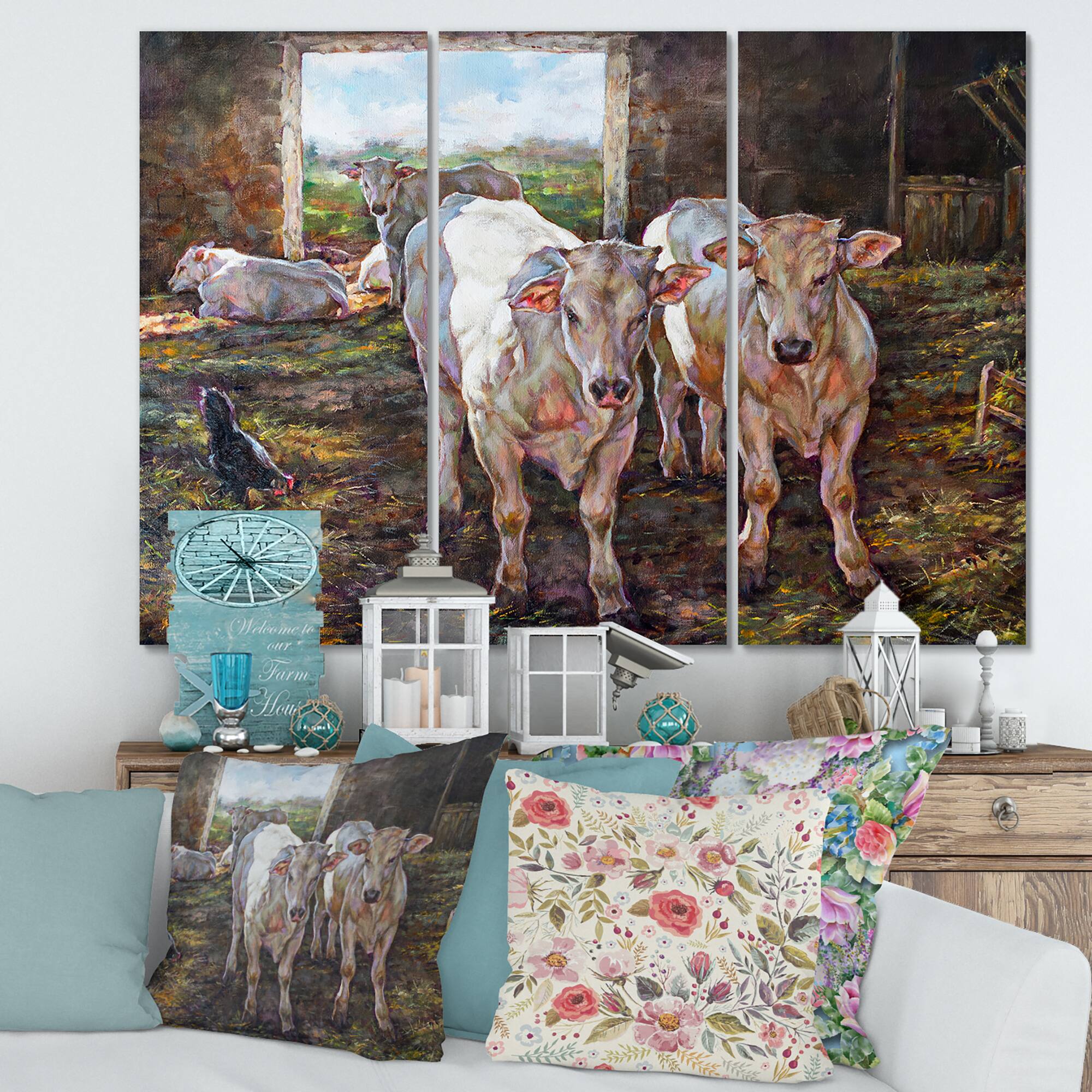 Designart - Two Cows In The Stable