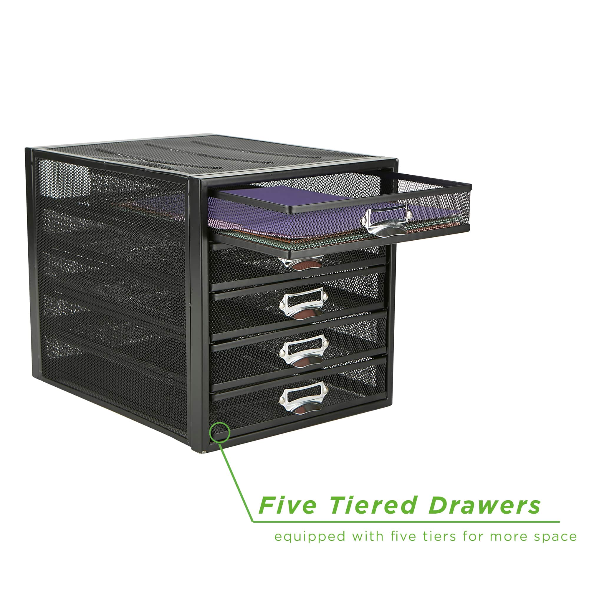 Mind Reader Black 5 Drawer Heavy Duty Cabinet