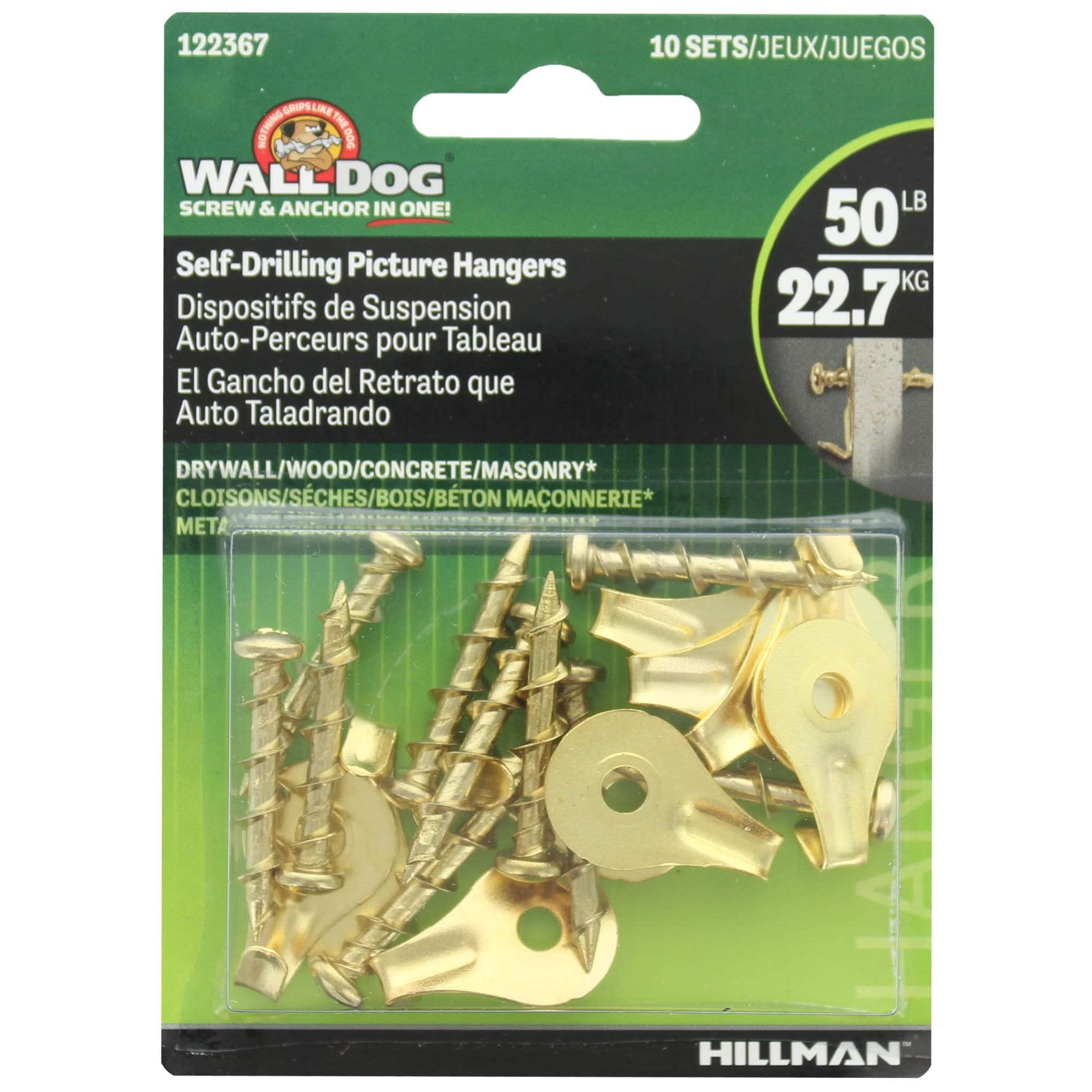 Hillman&#x2122; 50 lb. Wall Dog Self Drilling Picture Hangers, 10ct.