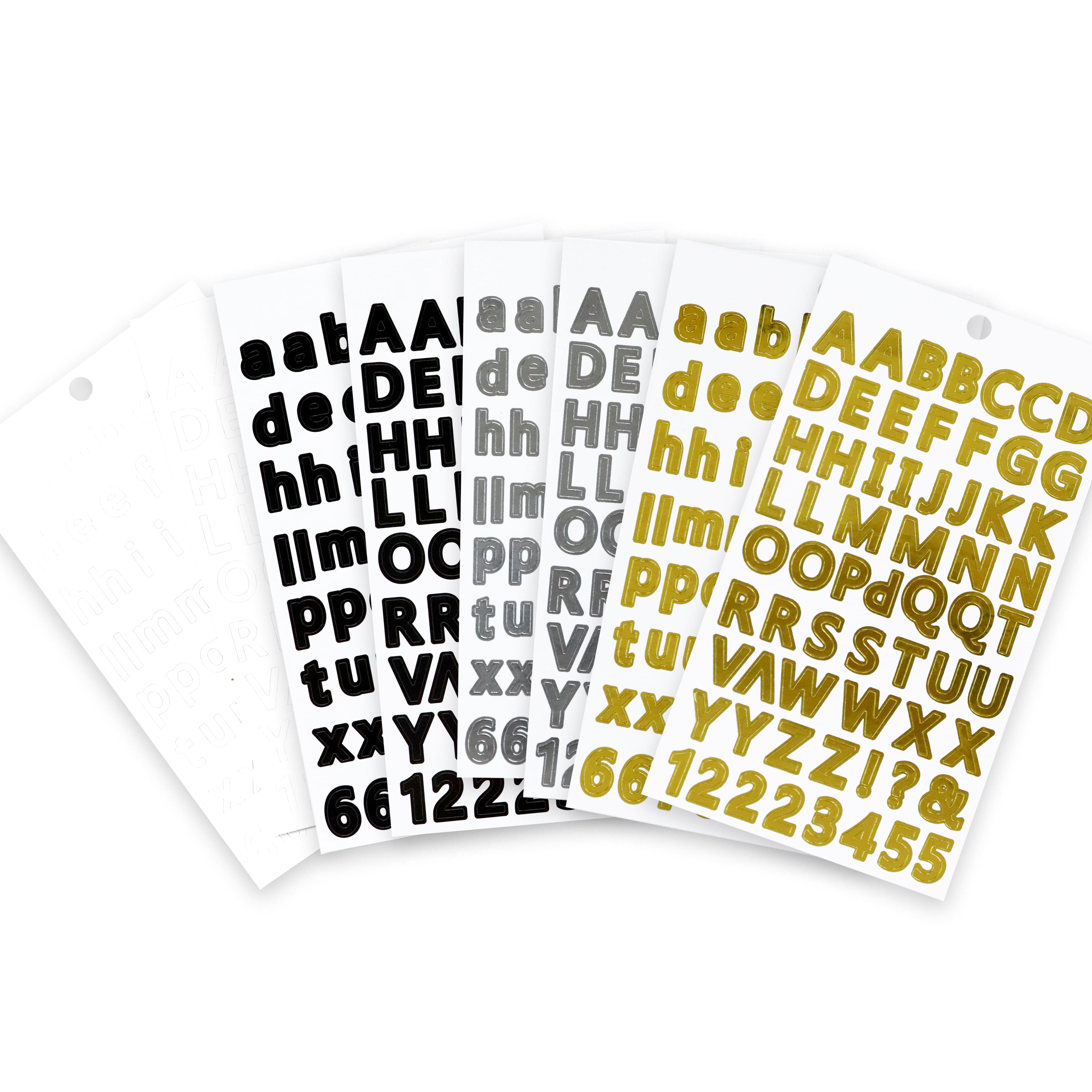 Black, Gold, Silver & White Modern Letter & Number Stickers by Recollections™