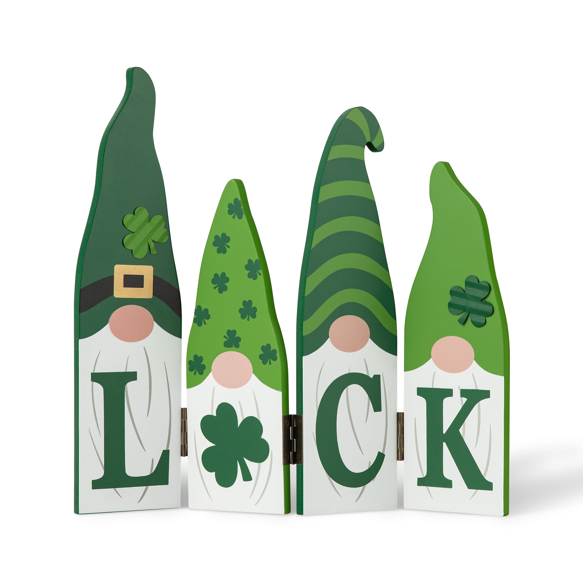 Glitzhome&#xAE; 12.25&#x22; St. Patrick&#x27;s Wooden Luck Shamrock Gnome Table Decor