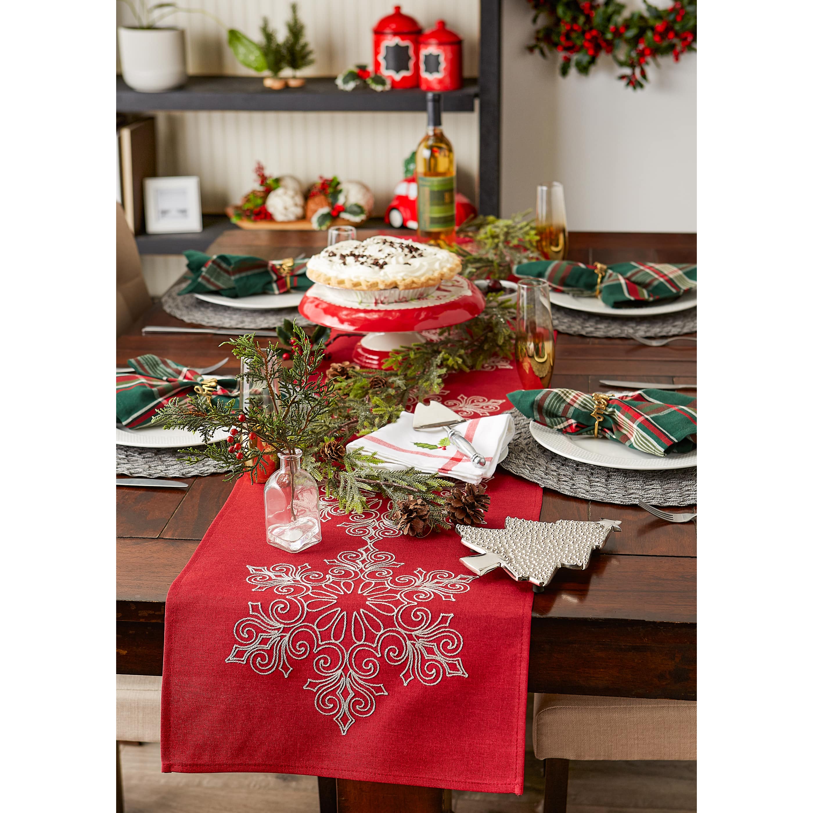 DII&#xAE; 70&#x22; Sparkle Snowflakes Embroidered Table Runner