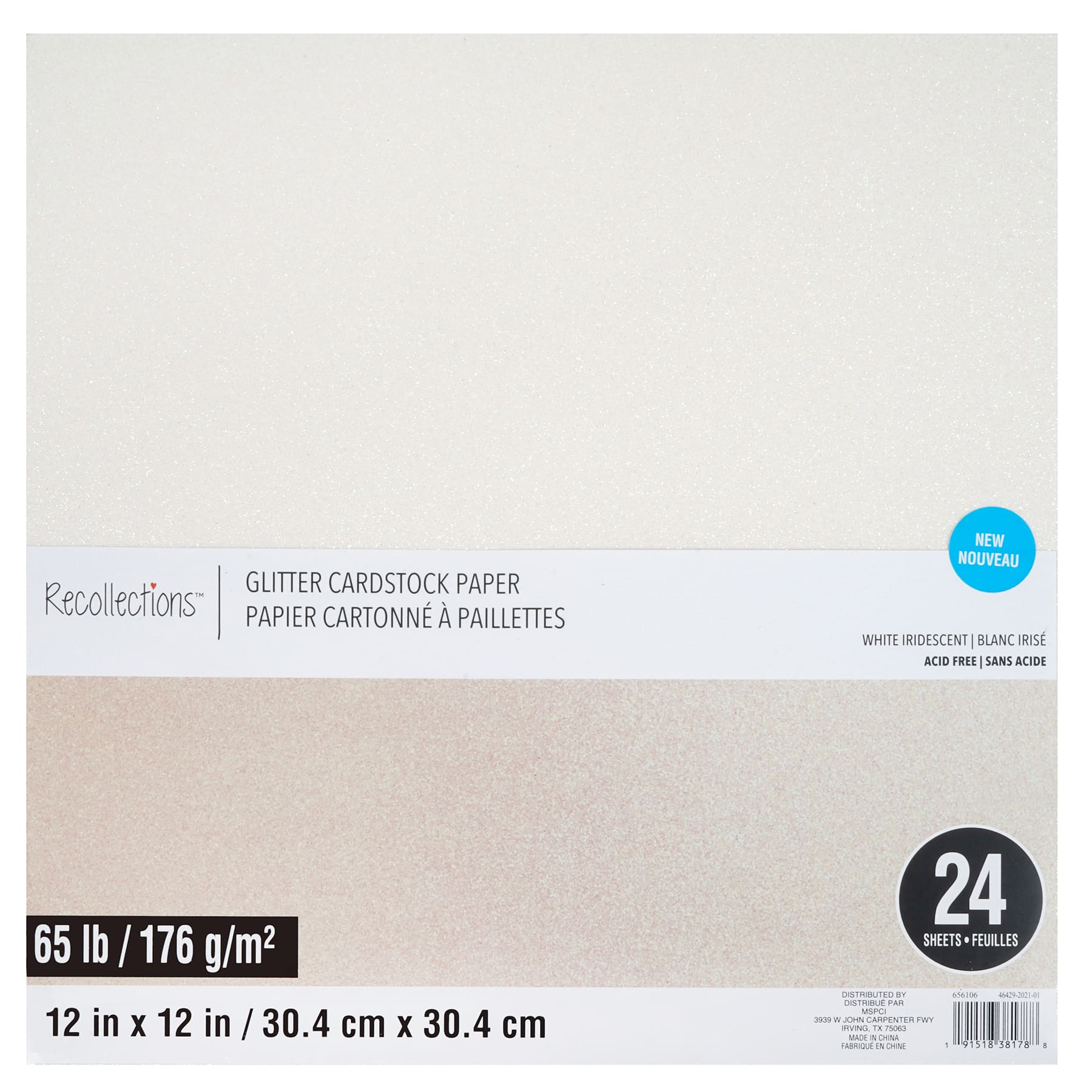 6 Packs: 24 ct. (144 total) Glitter 12" x 12" Cardstock Paper by Recollections™