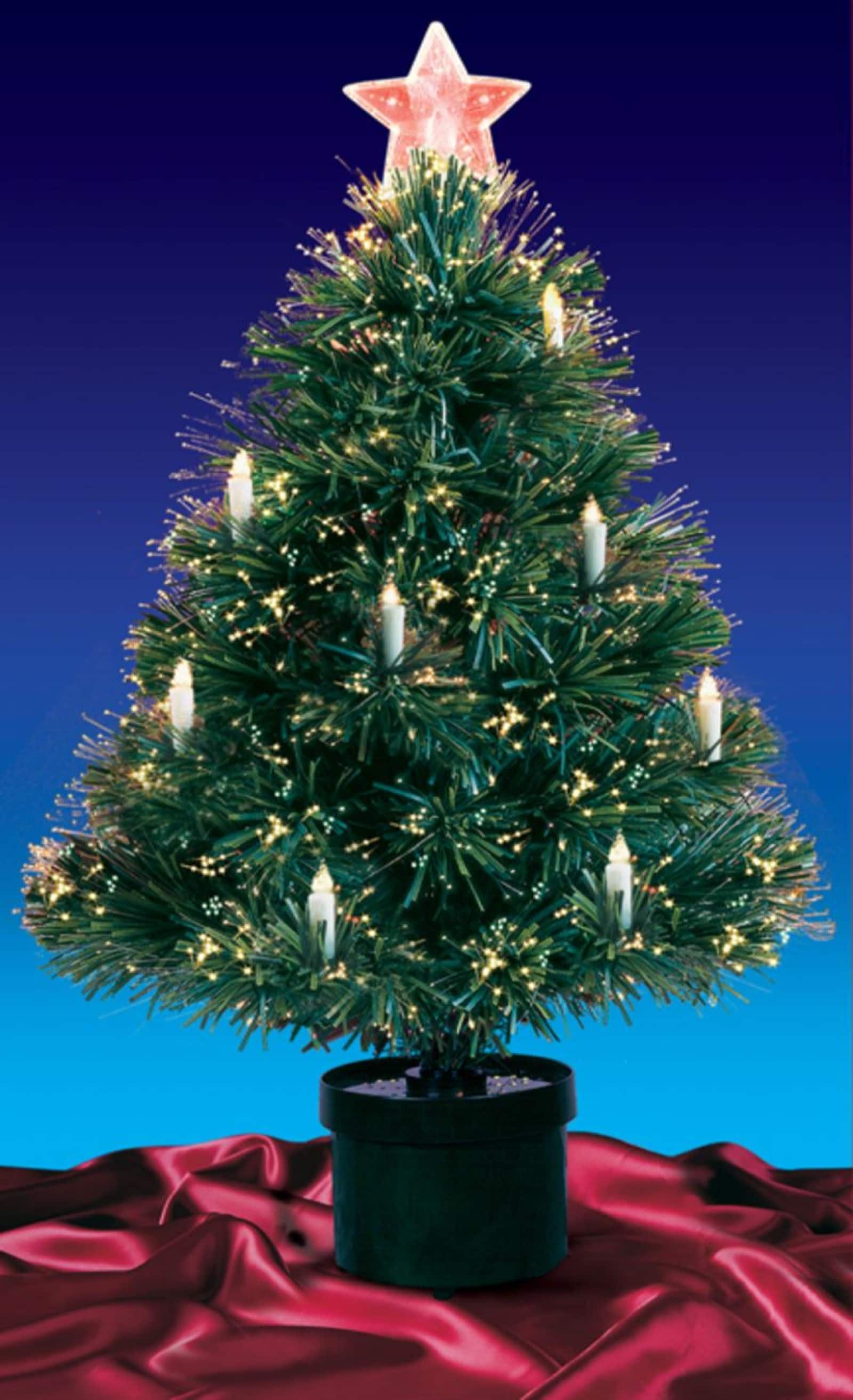 4ft. Pre-Lit Fiber Optic Artificial Christmas Tree with Candles