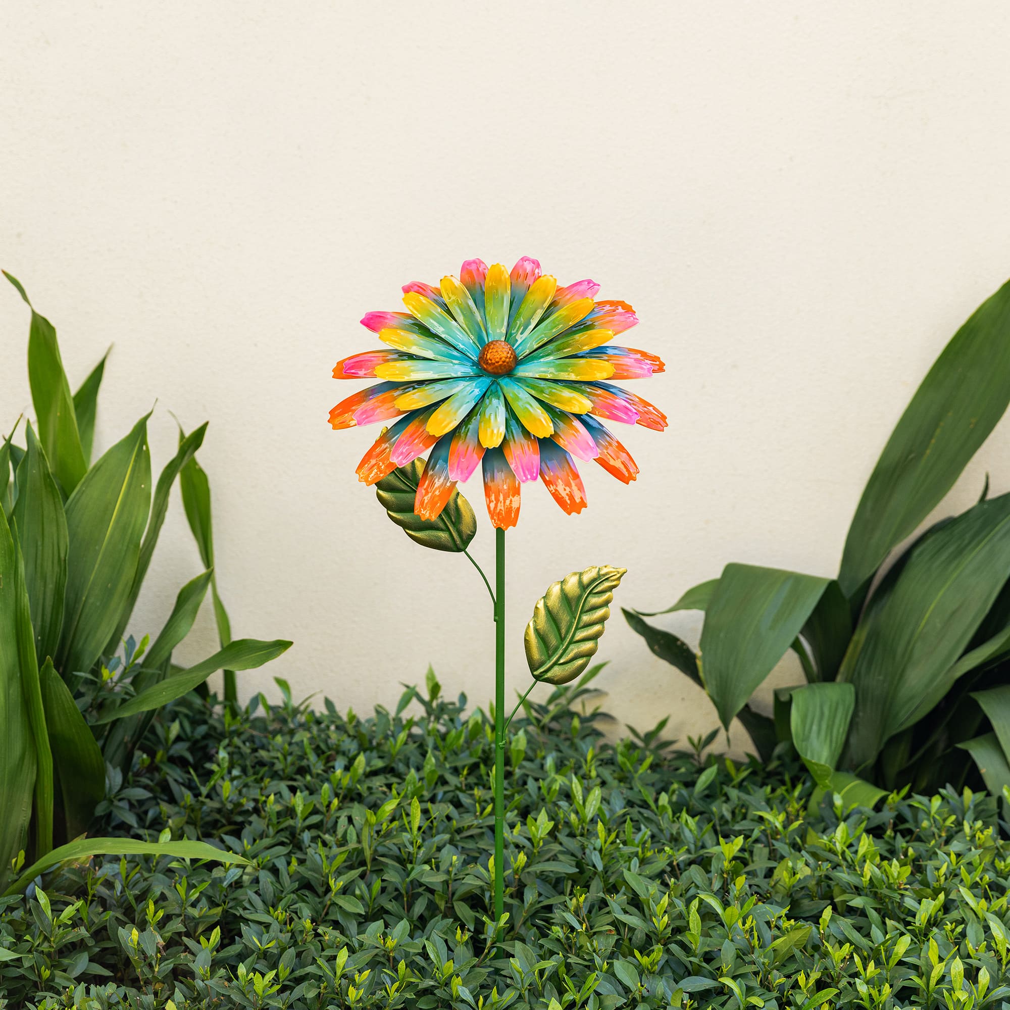 Glitzhome® 41" Multi Garden Painted Metal Flower Garden Yard Stake