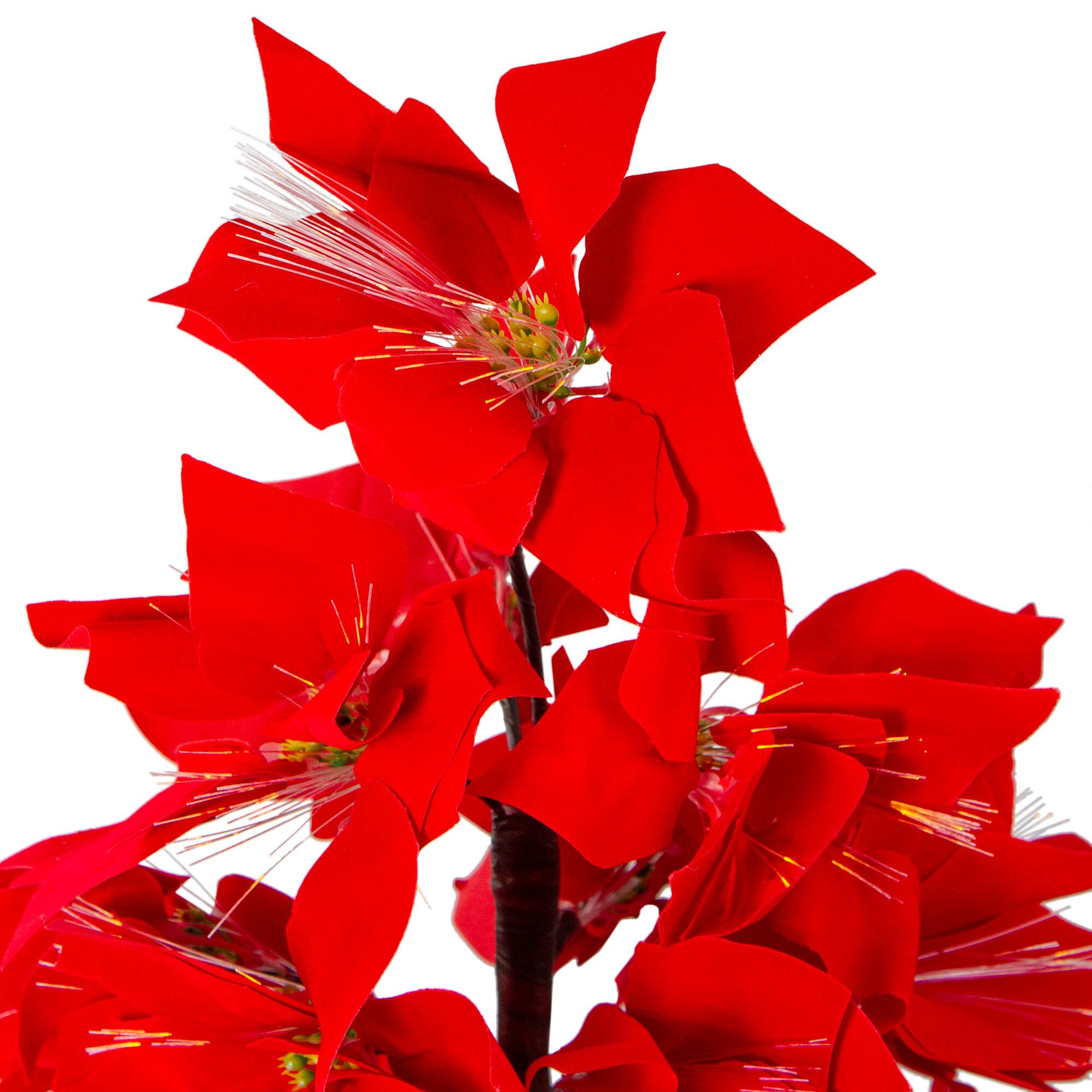 4ft. Pre-Lit Fiber Optic Color Changing Red Poinsettia Artificial Christmas Tree