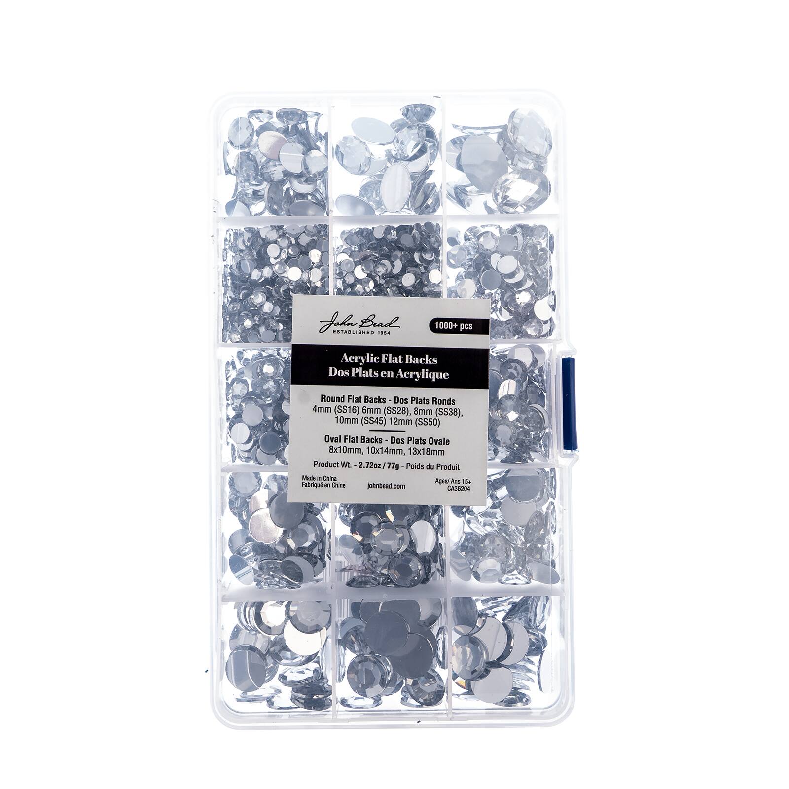 John Bead Round & Oval Acrylic Flatback Rhinestones in Box