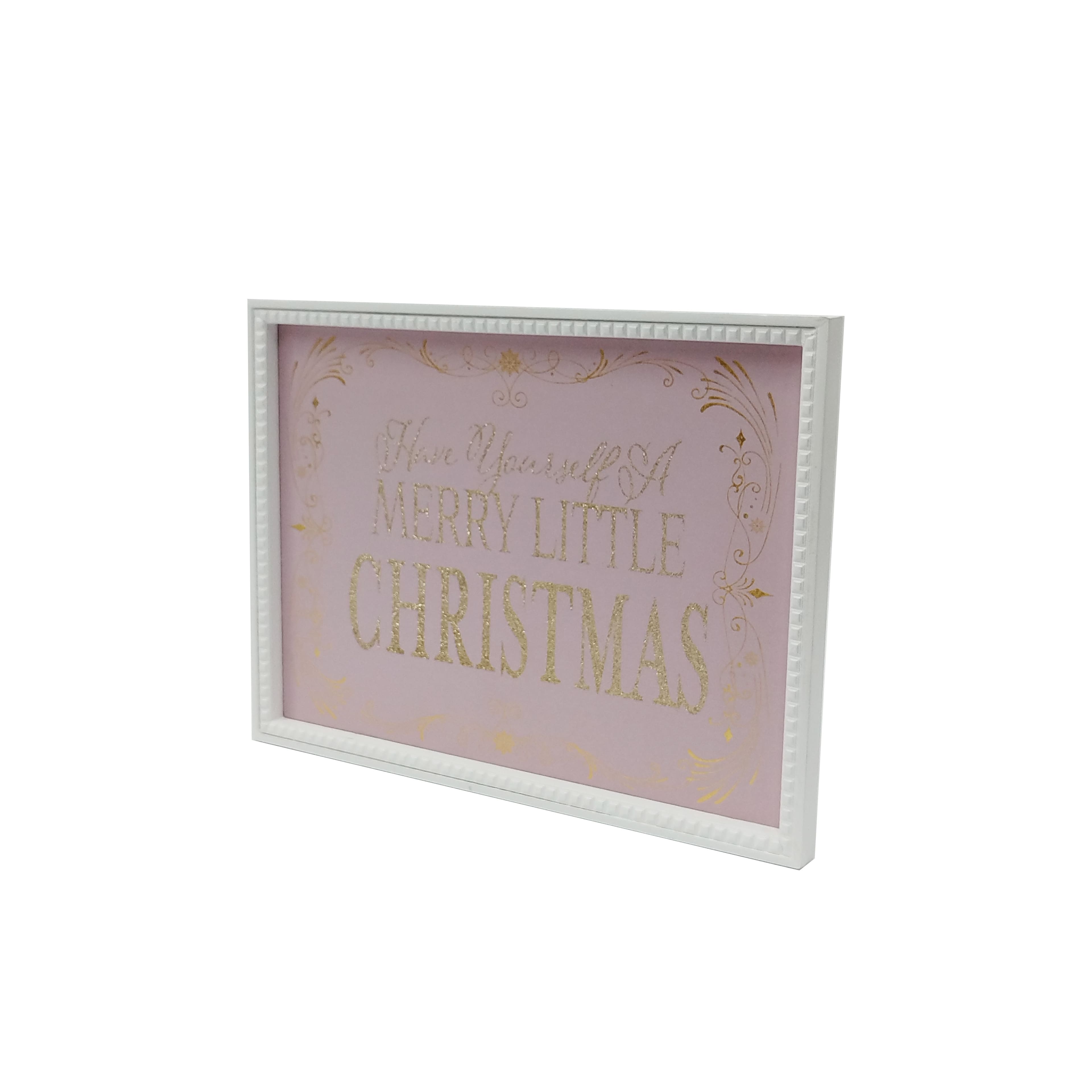 15.75&#x22; Pink Merry Little Christmas Wall Sign in White Frame by Ashland&#xAE;