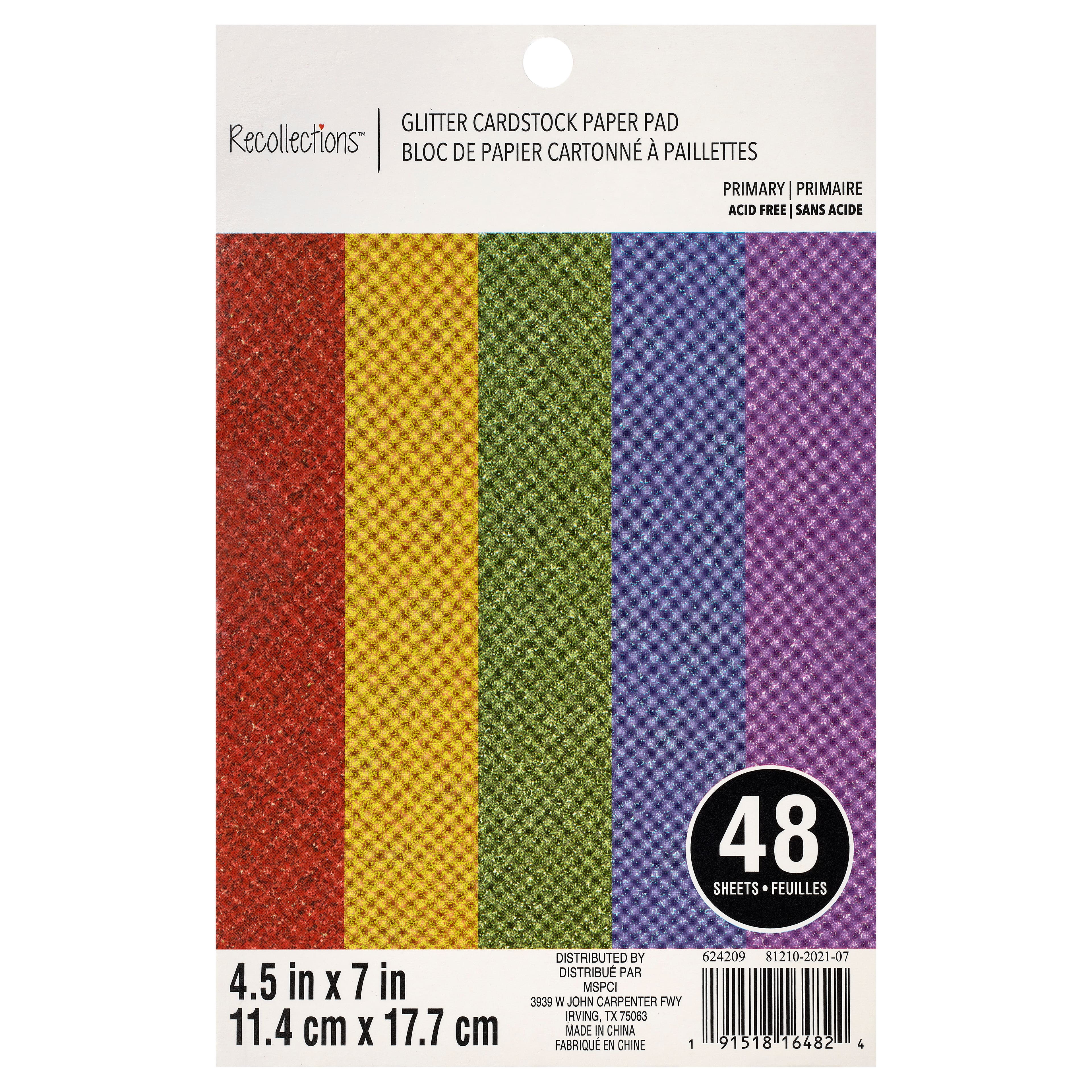 6 Packs: 48 ct. (288 total) Rainbow Glitter Cardstock Paper Pad by Recollections™, 4.5" x 7"
