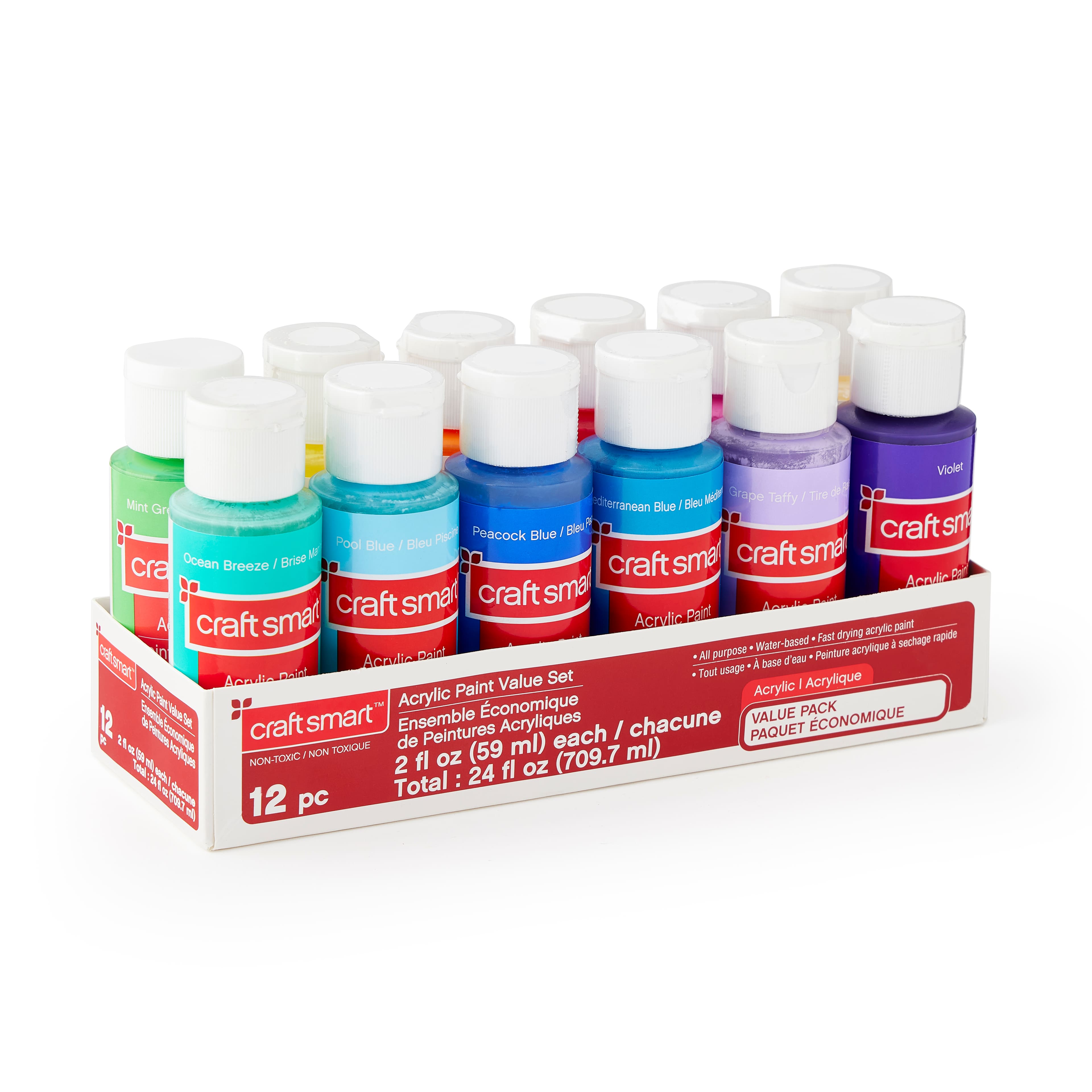 12 Colour Bright Acrylic Paint Value Pack by Craft Smart®