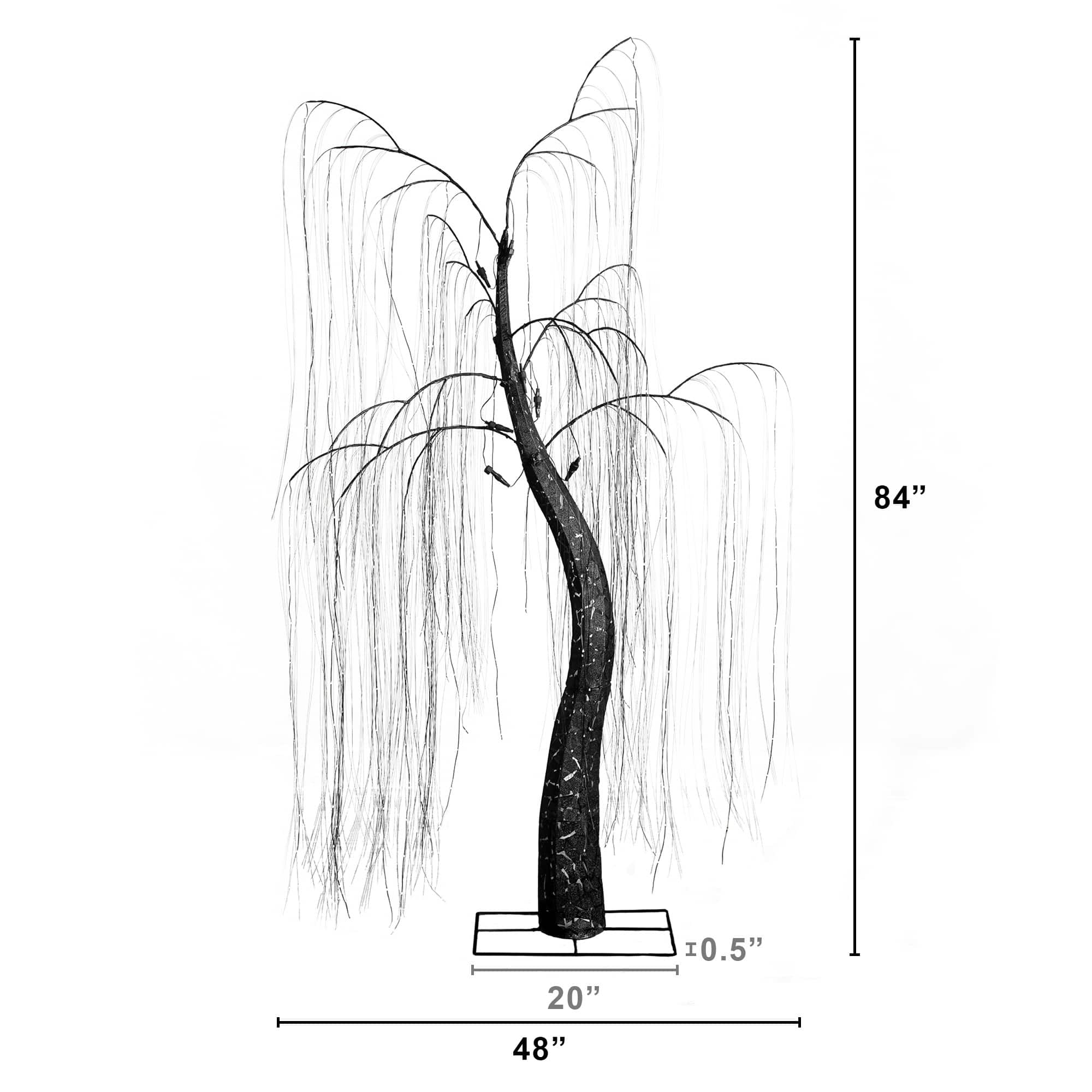 7ft. Pre-Lit Artificial Halloween Black Willow Tree with 600 Purple and Orange Dual Color LED Lights