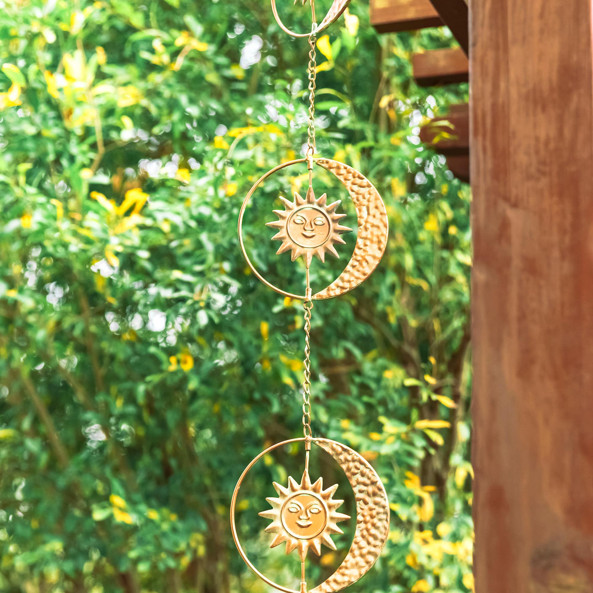 Glitzhome® 8.5ft. Faux Copper Patina Finish Sun & Moon Rain Chain