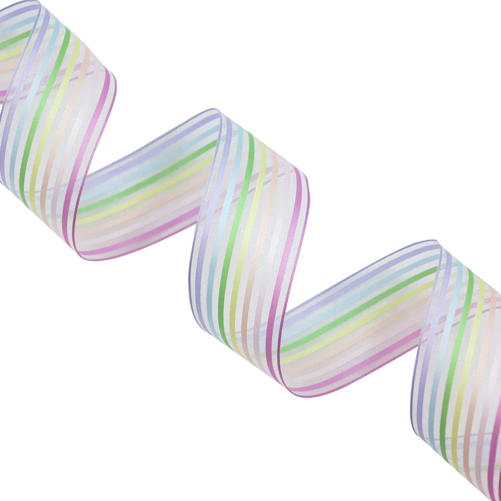 1.5 x 10Yds Wired Vertical Rainbow Woven Strips Ribbon Multicolor