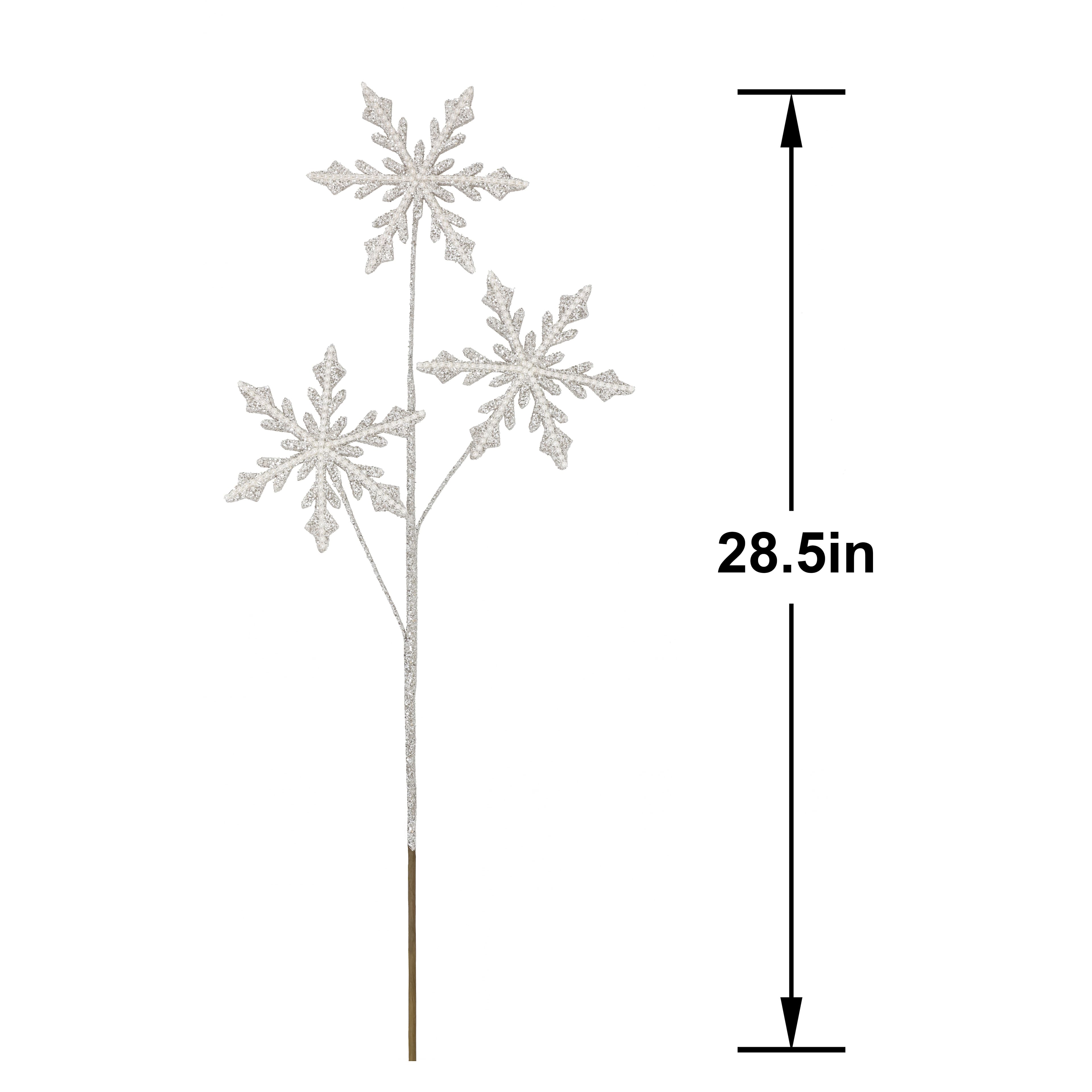 28.5&#x22; Silver Glittered Snowflake with Pearls Stem by Ashland&#xAE;
