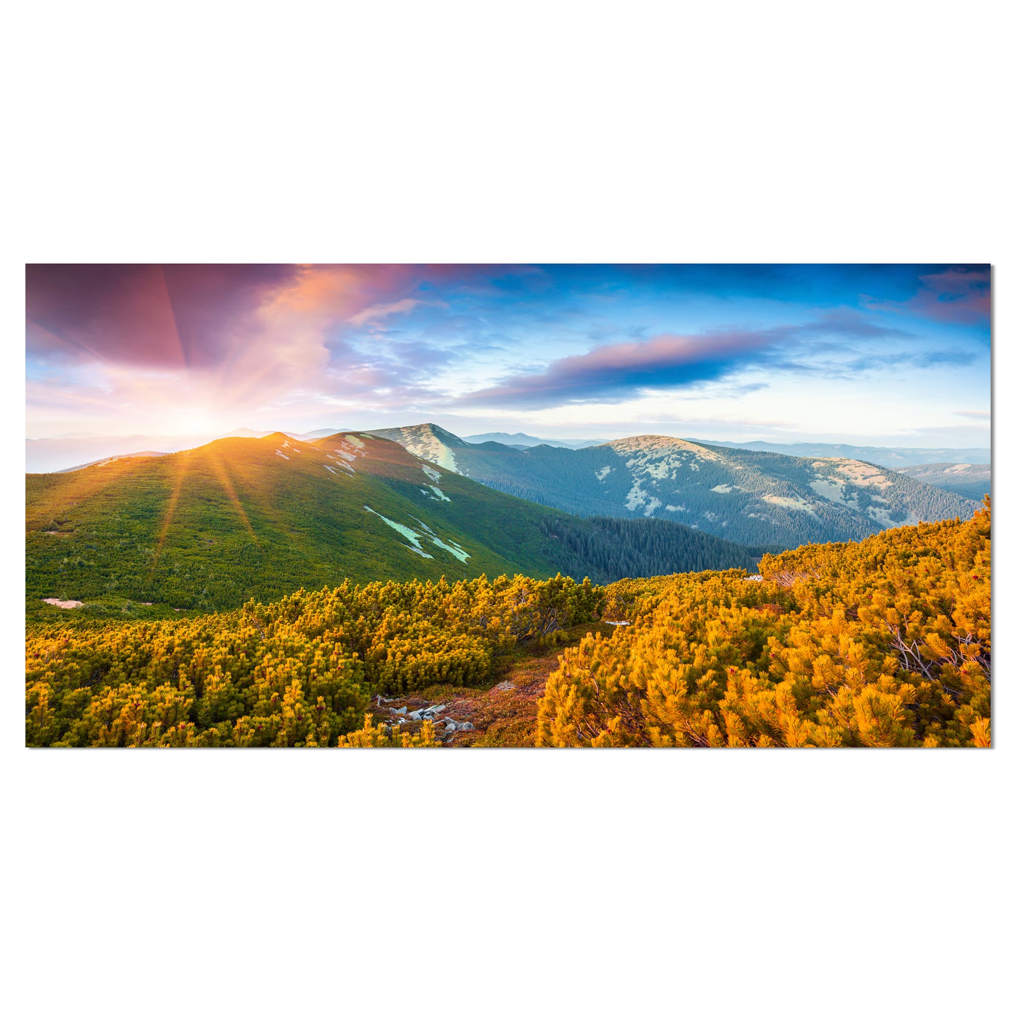 Designart - Bright Sunrise in Carpathian Mountains - Landscape Canvas Art Print