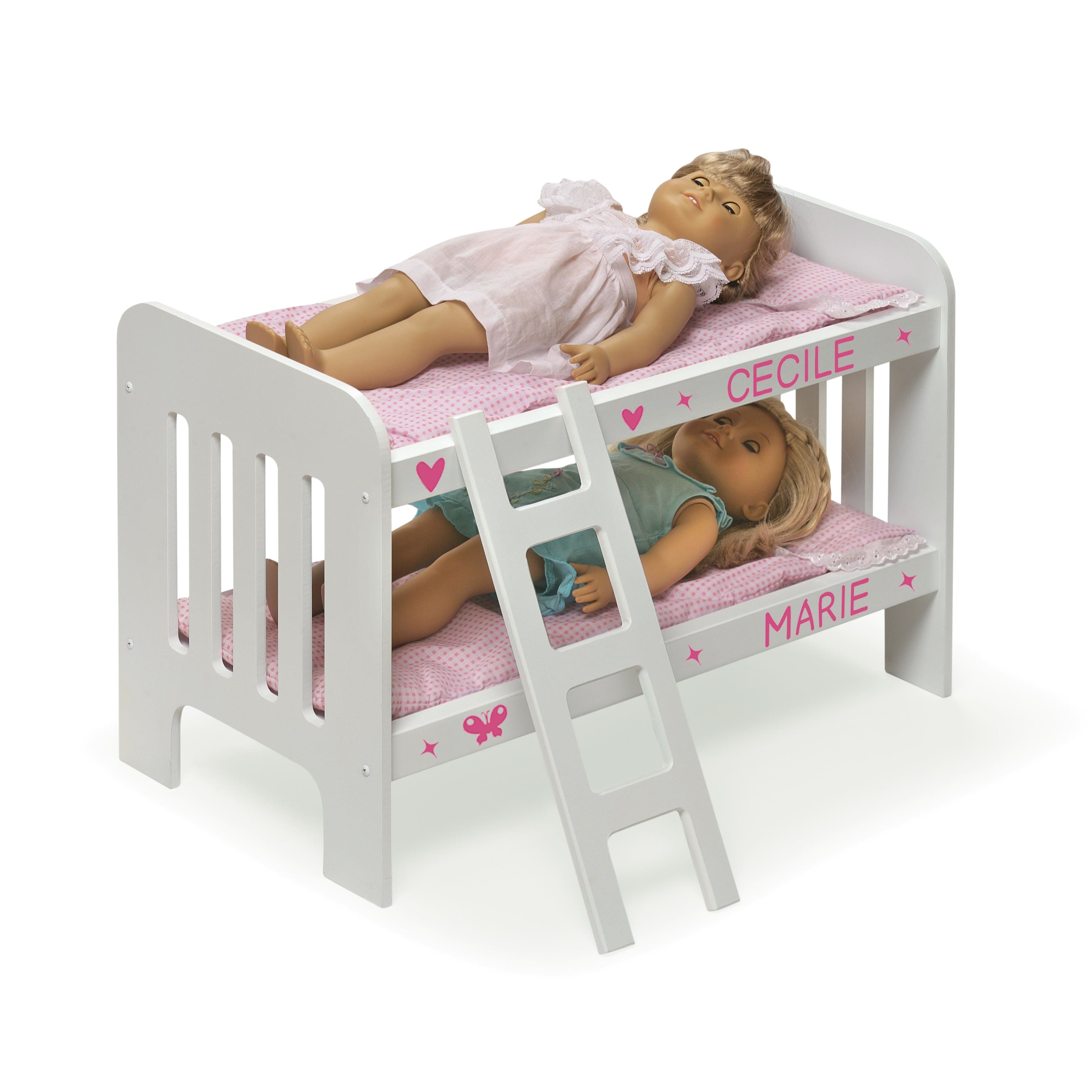 Badger Basket Pink &#x26; White Doll Bunk Bed with Bedding &#x26; Ladder