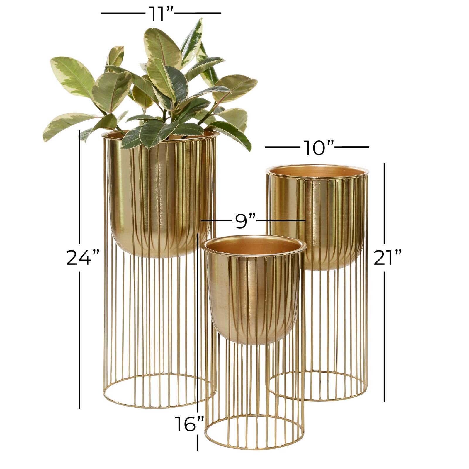 Gold Metal Contemporary Glam Planter Set