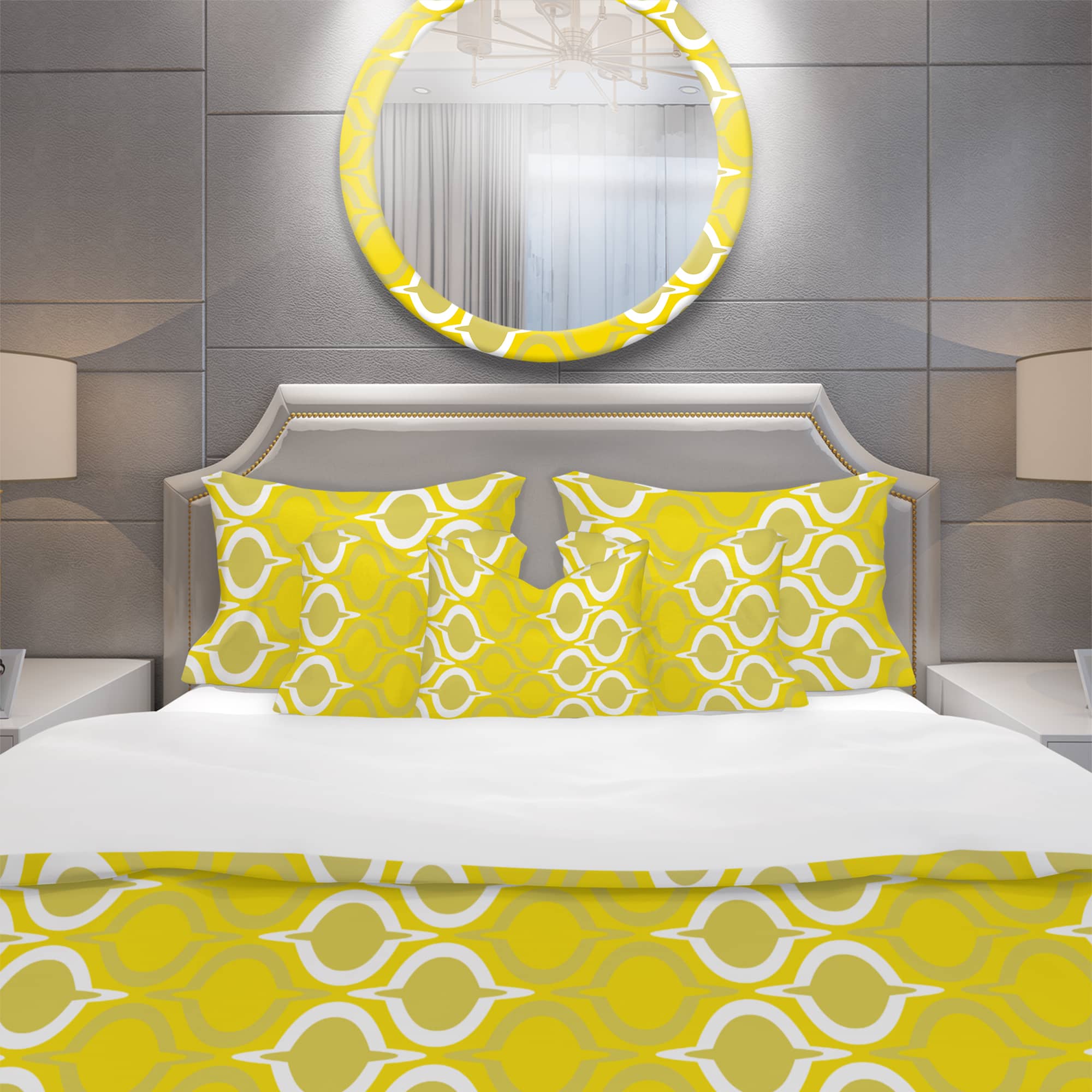 Designart &#x27;Yellow Pattern&#x27; Modern Bedding Set - Duvet Cover &#x26; Shams
