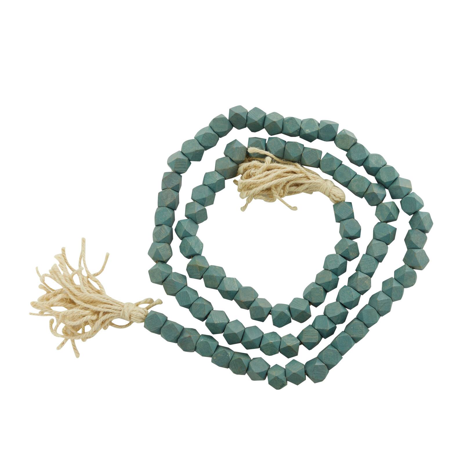 80" Bohemian Mango Wood Beads with Tassels Garland