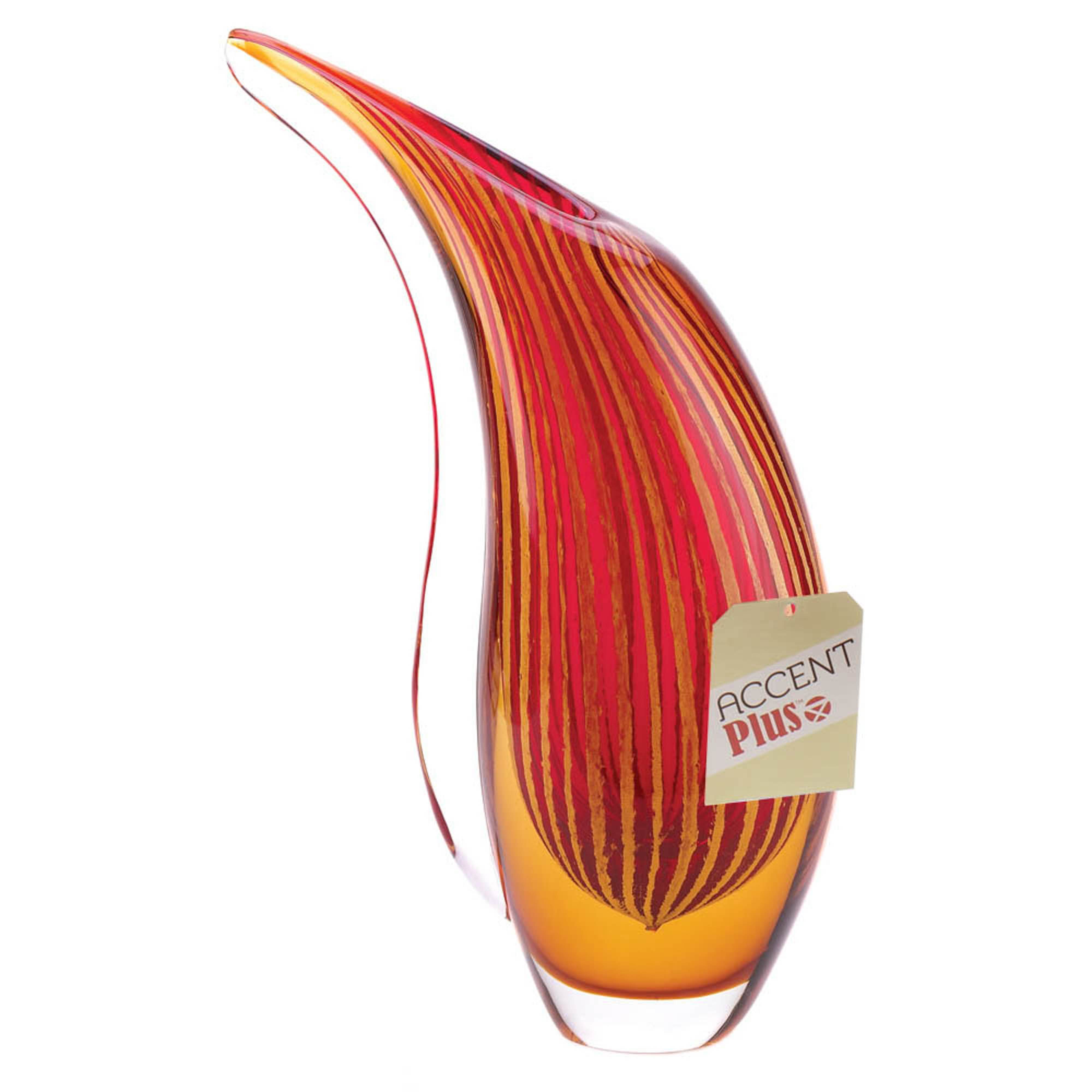 12&#x22; Crimson Sunset Art Glass Vase