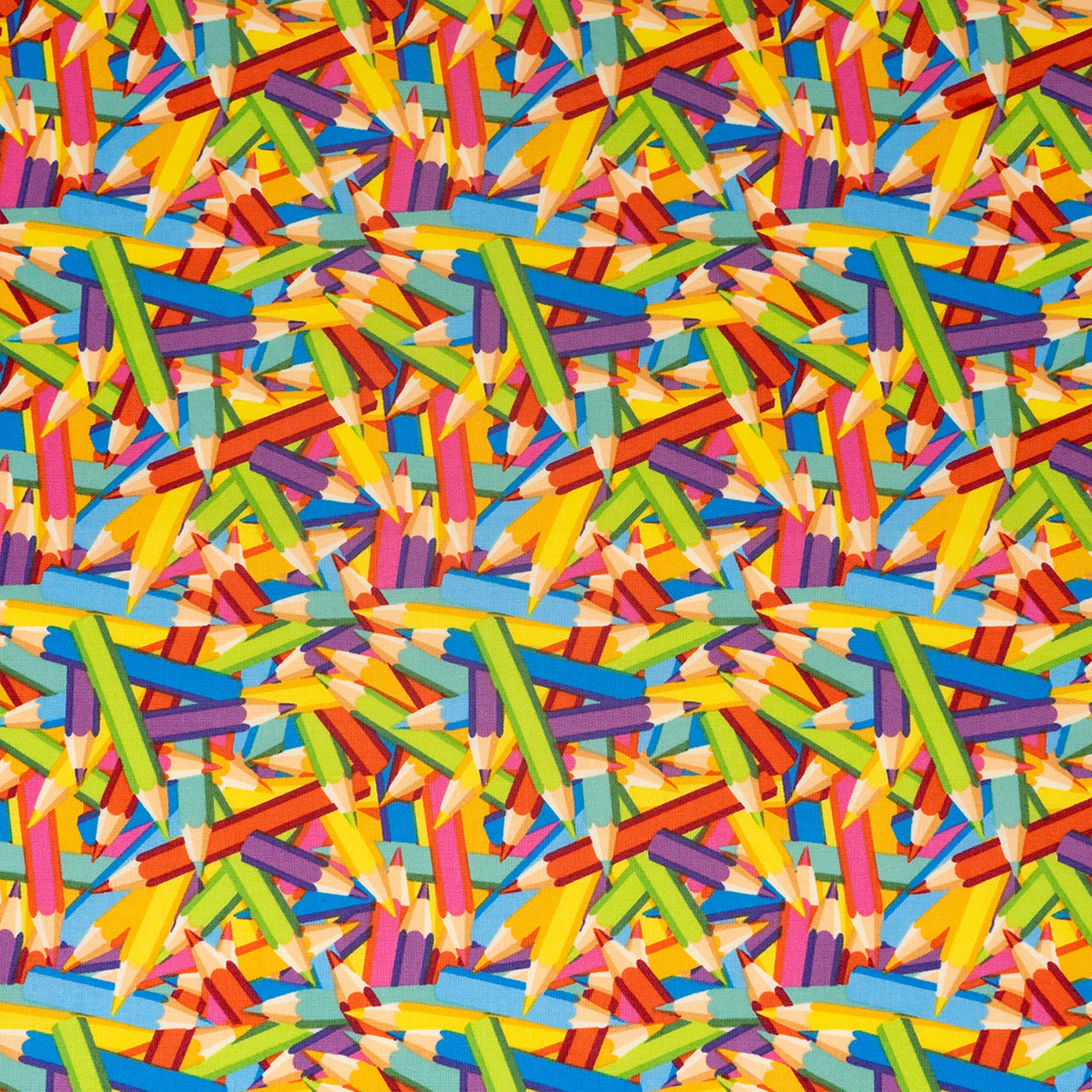 SINGER Rainbow Packed Colored Pencils Cotton Fabric