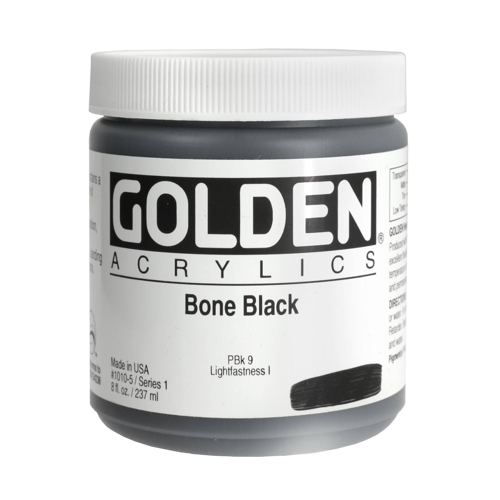 Golden Heavy Body Acrylic Paint, 8 oz in Bone Black