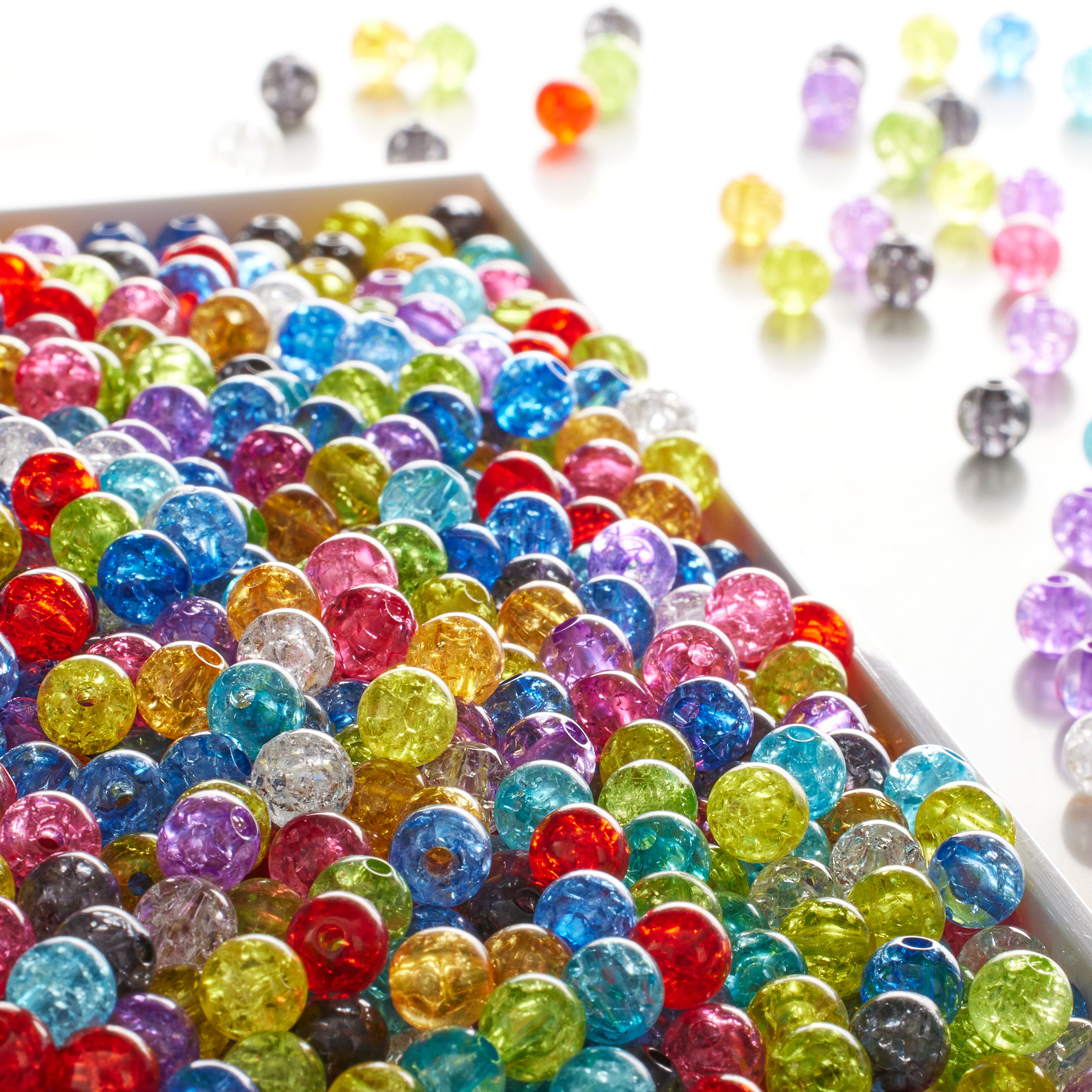 Perles en acrylique rondes multicolores craquelées, 7,5 mm de Bead Landing