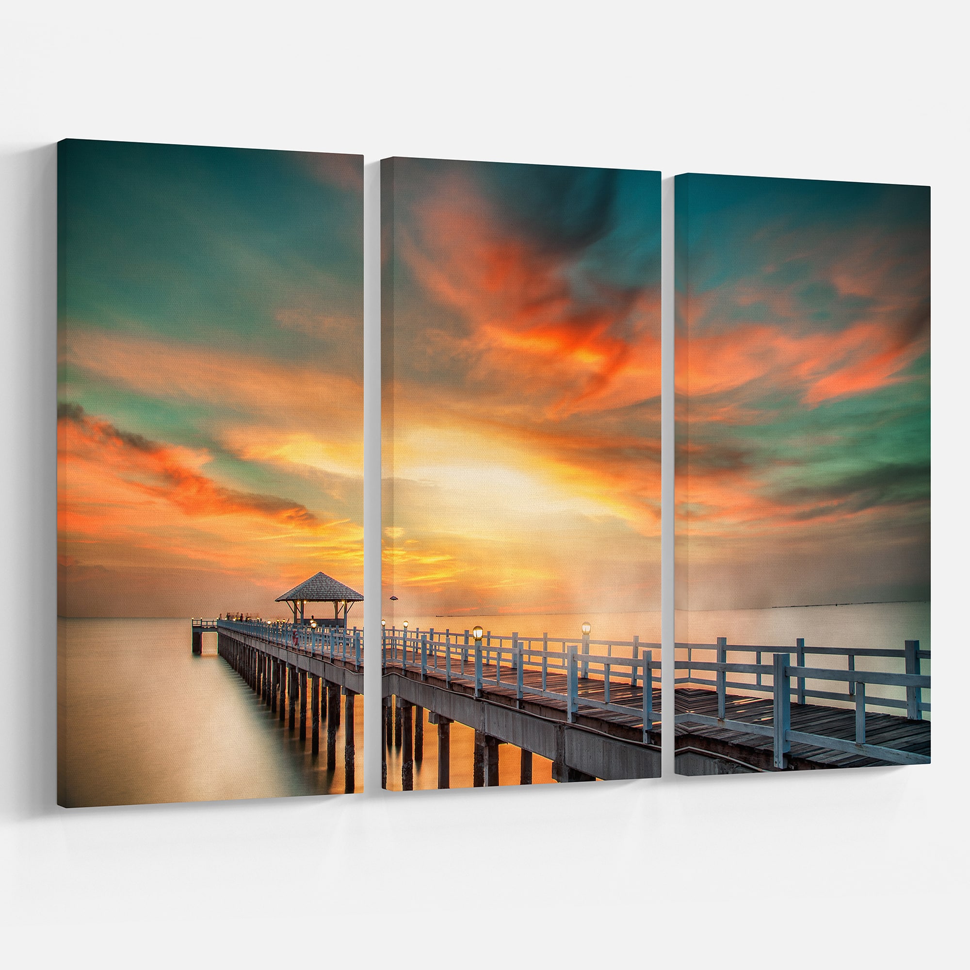 Designart - Wooden Pier - Landscape Photo Canvas Art Print