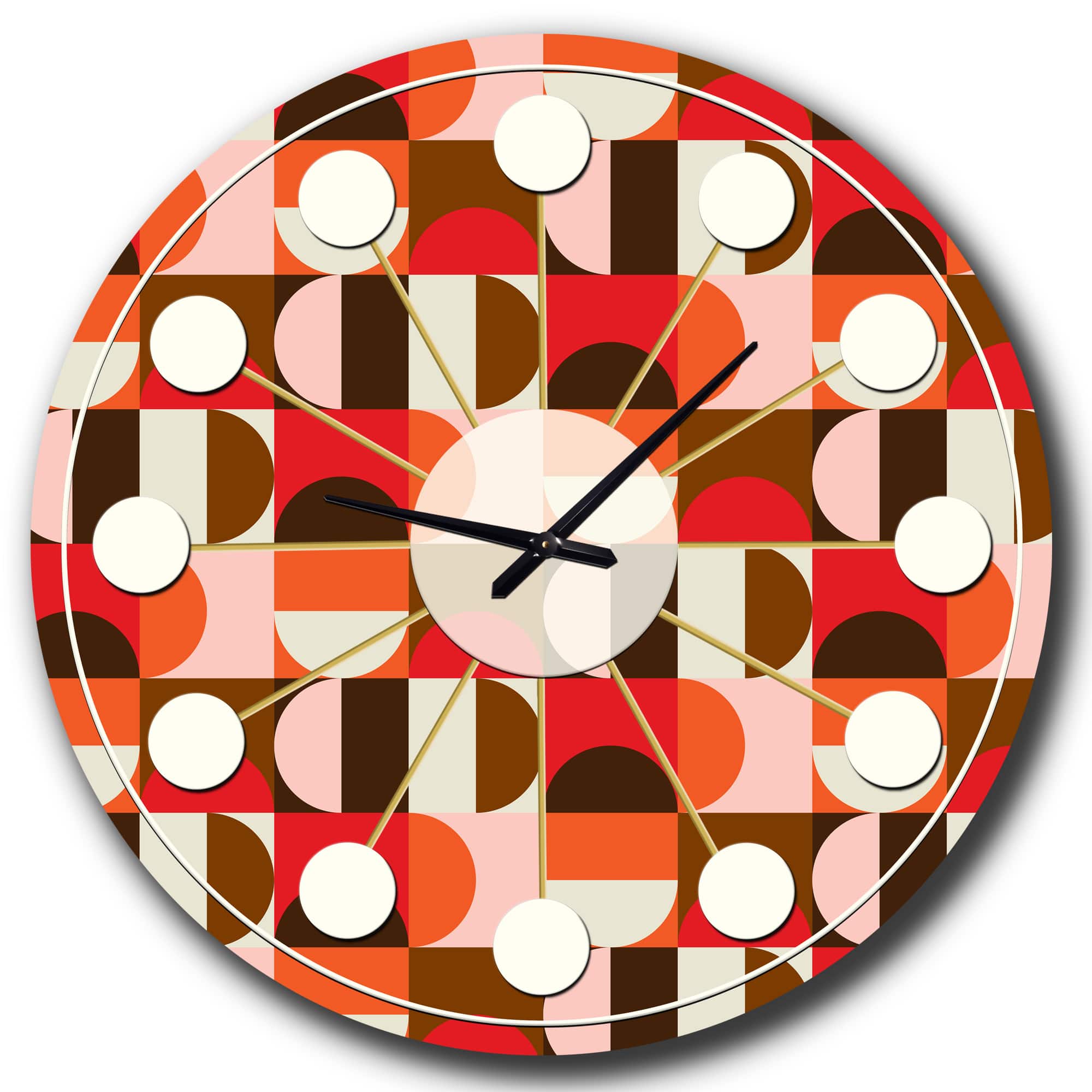 Designart &#x27;Retro Geometric Design Ii Mid-Century Modern Wall Clock