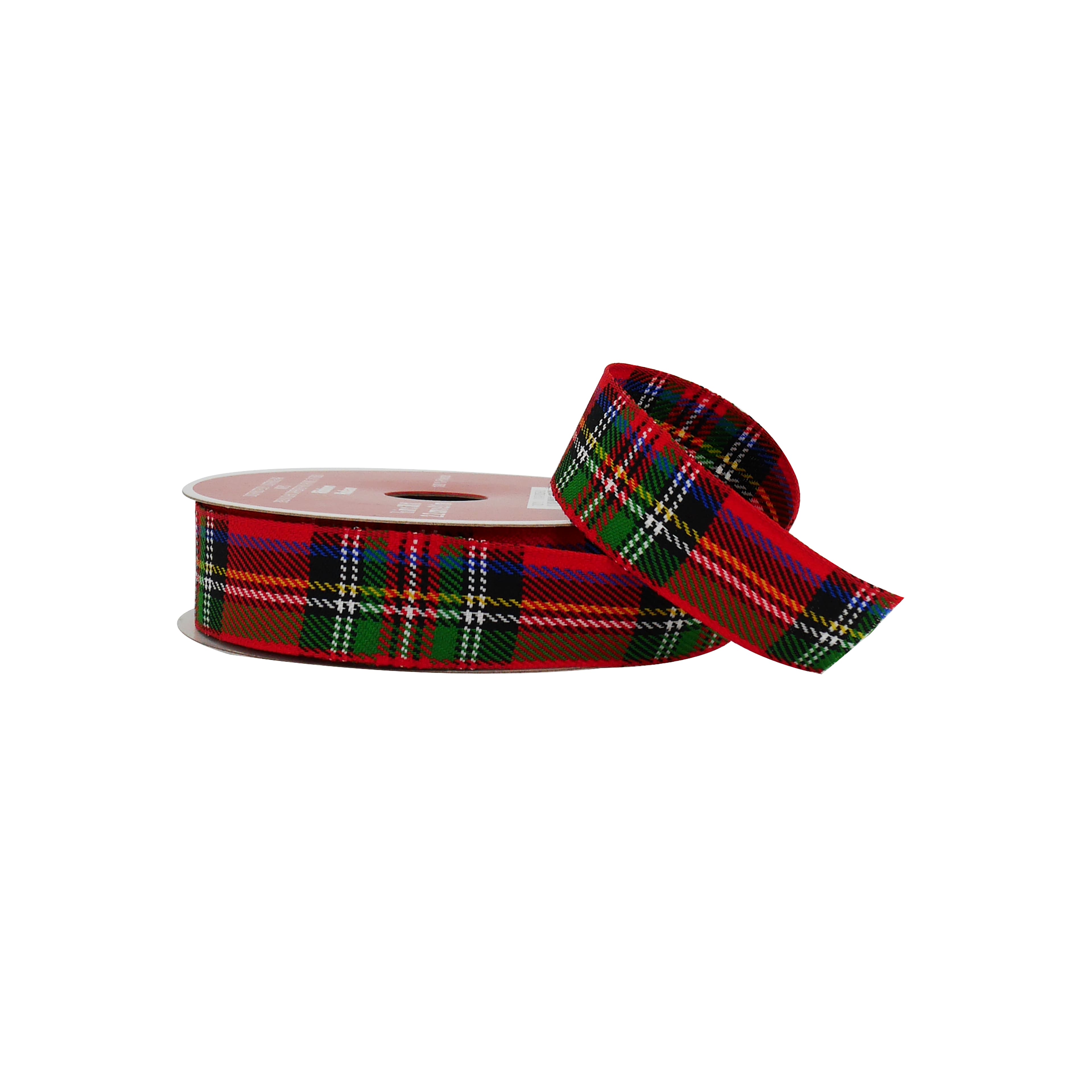 7/8&#x22; x 30ft. Red Tartan Ribbon by Celebrate It&#xAE;