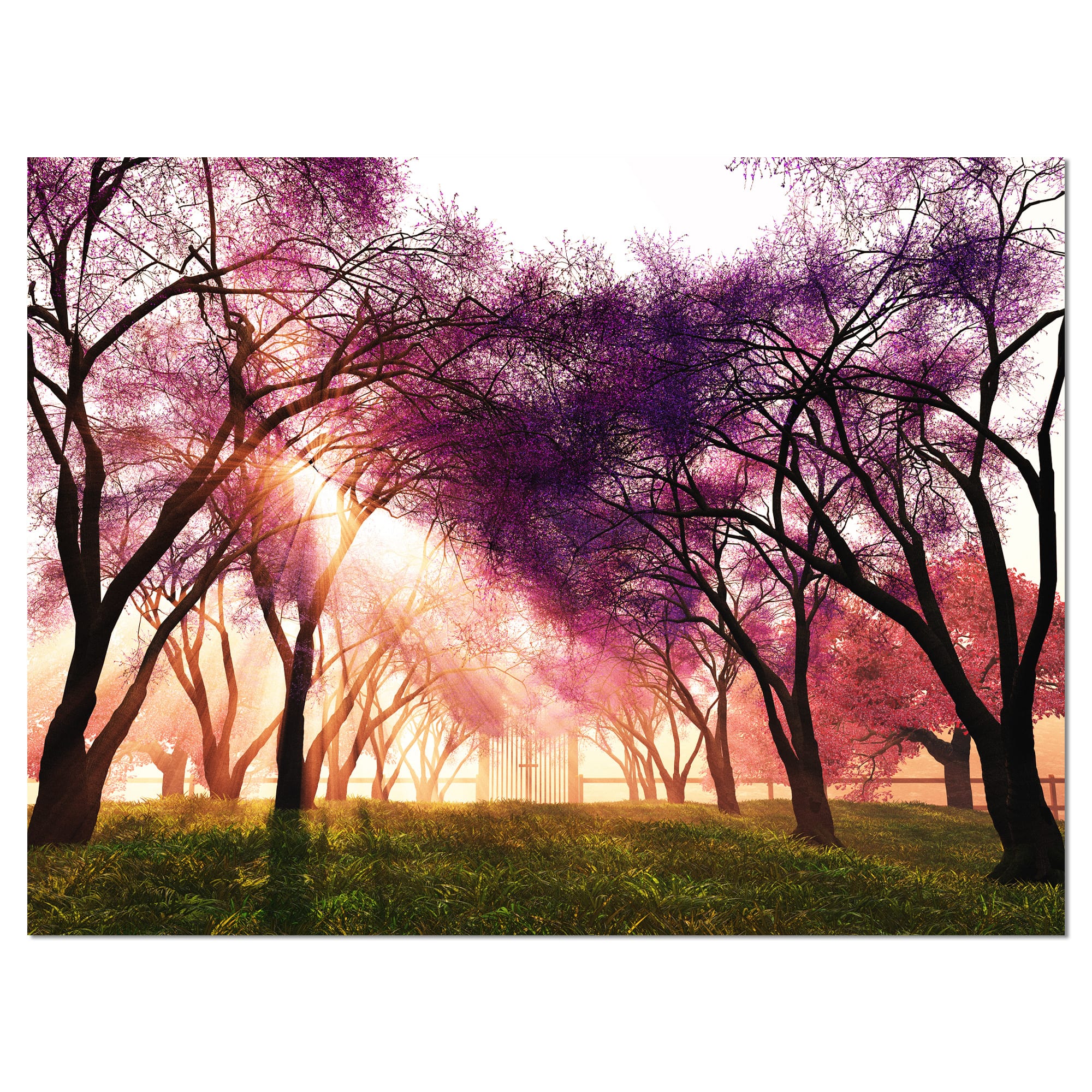 Designart - Cherry Blossoms Japan Garden - Landscape Canvas Art Print