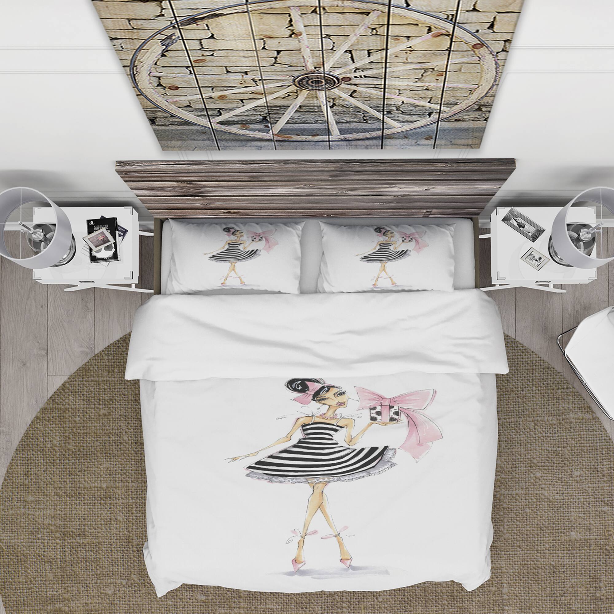 Designart 'Girl Holding a Gift' Glamour Bedding Set