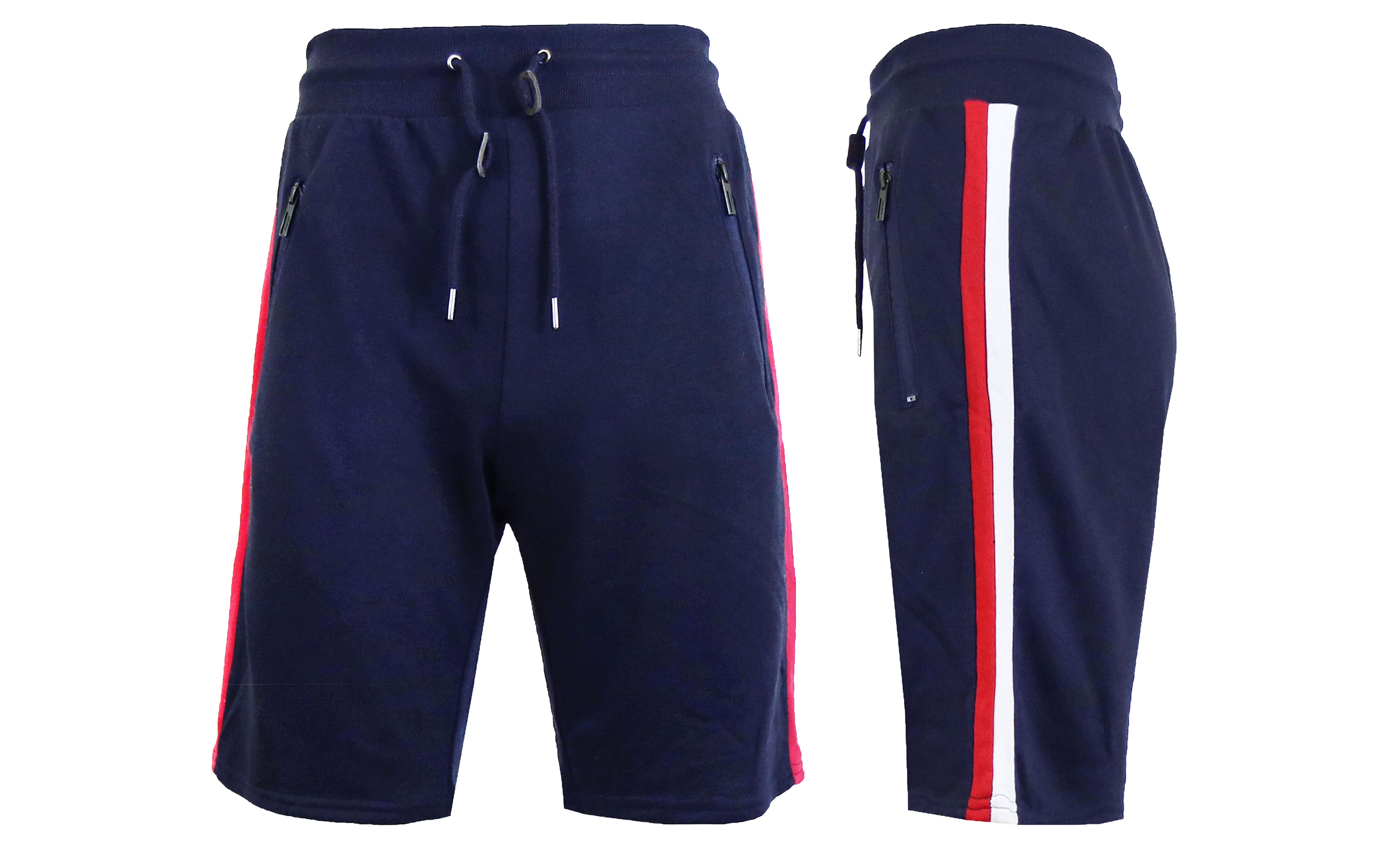 Galaxy By Harvic French Terry Sweat Shorts With Contrast Trims &#x26; Side Zipper Pockets