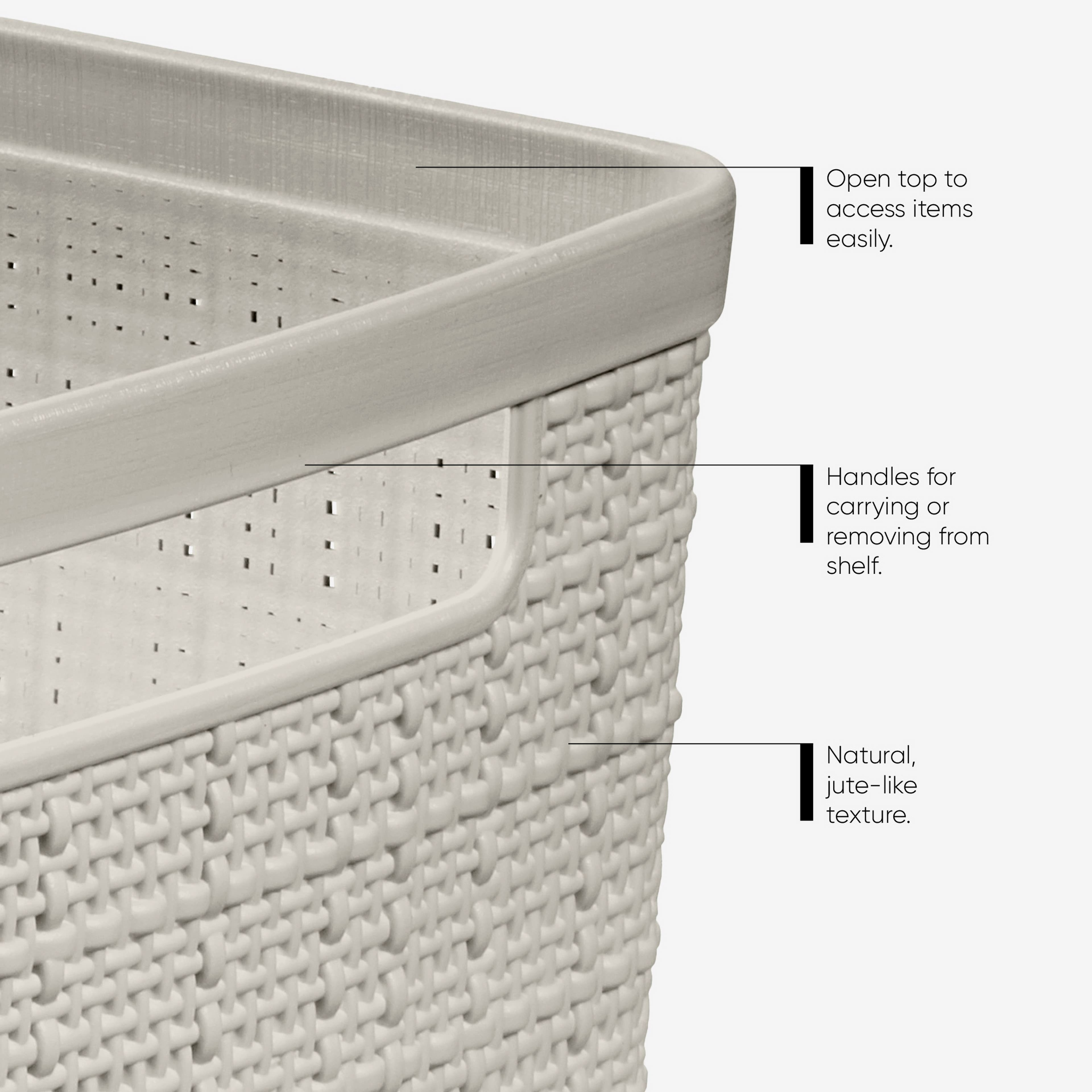 12 Pack: Curver&#xAE; Jute Cream Plastic Storage Basket Organizer