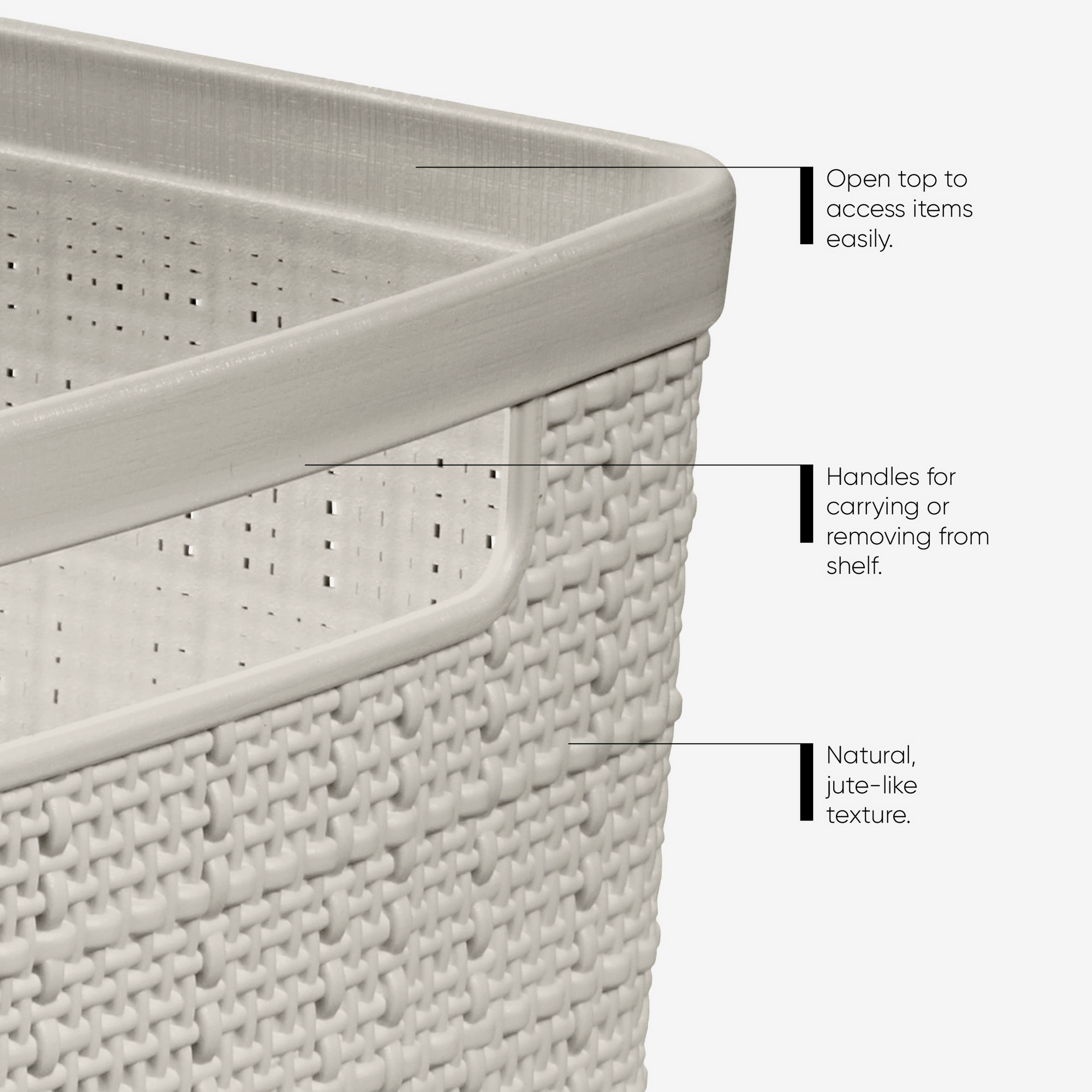 Curver® Jute Cream Plastic Storage Basket Organizer
