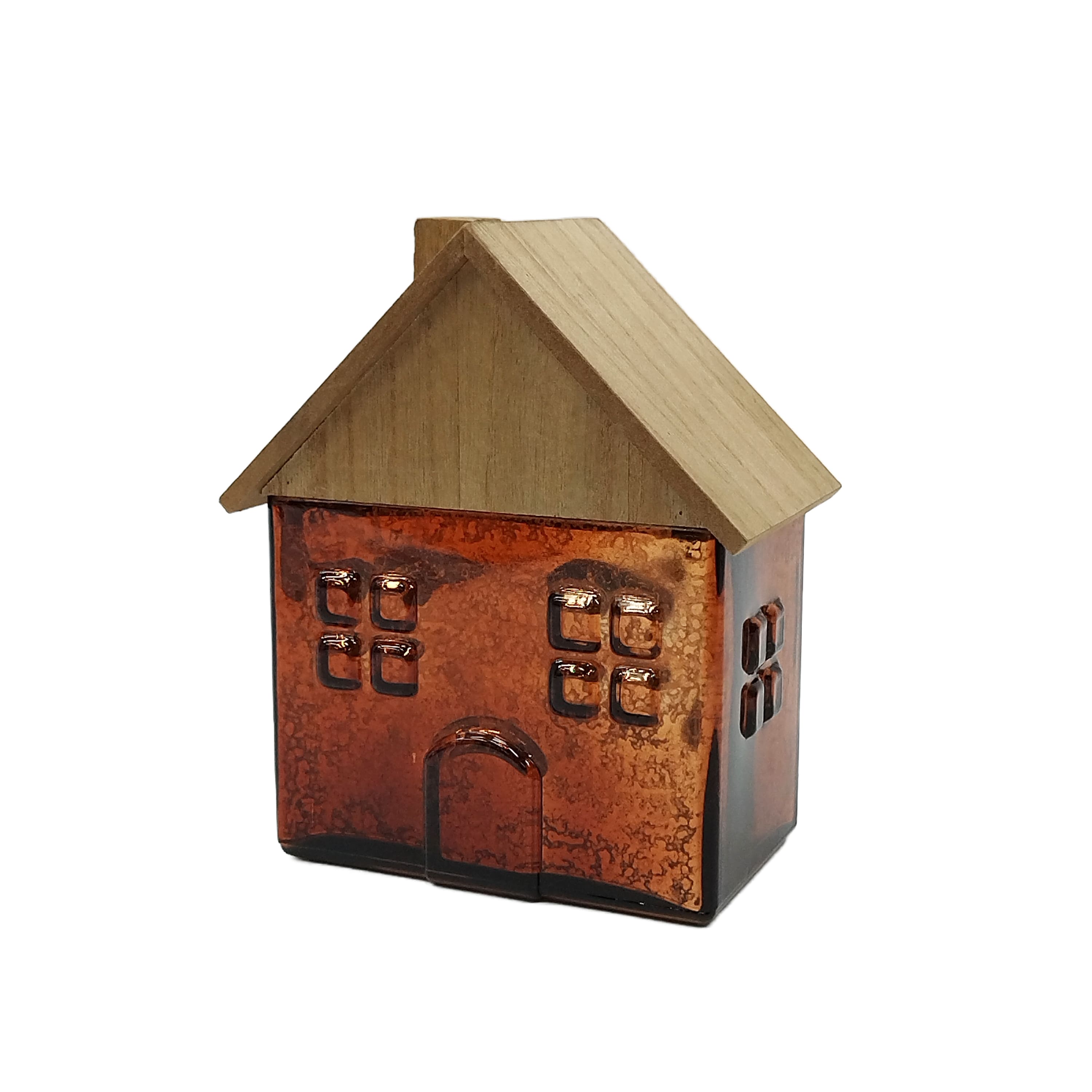 7.5&#x22; Brown Glass House with Woodgrain Roof Tabletop D&#xE9;cor by Ashland&#xAE;
