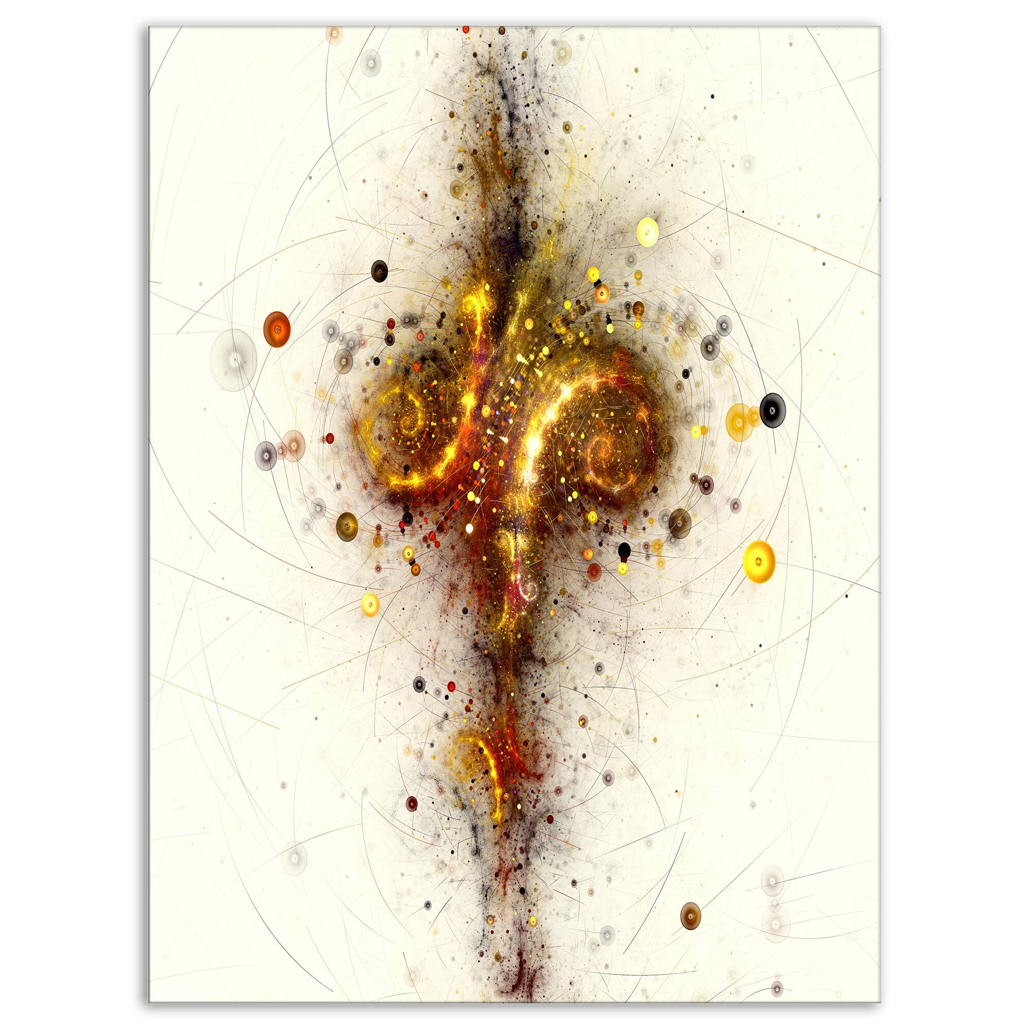 Designart - Dark Yellow Fractal Art Design - Abstract Canvas Wall Art Print