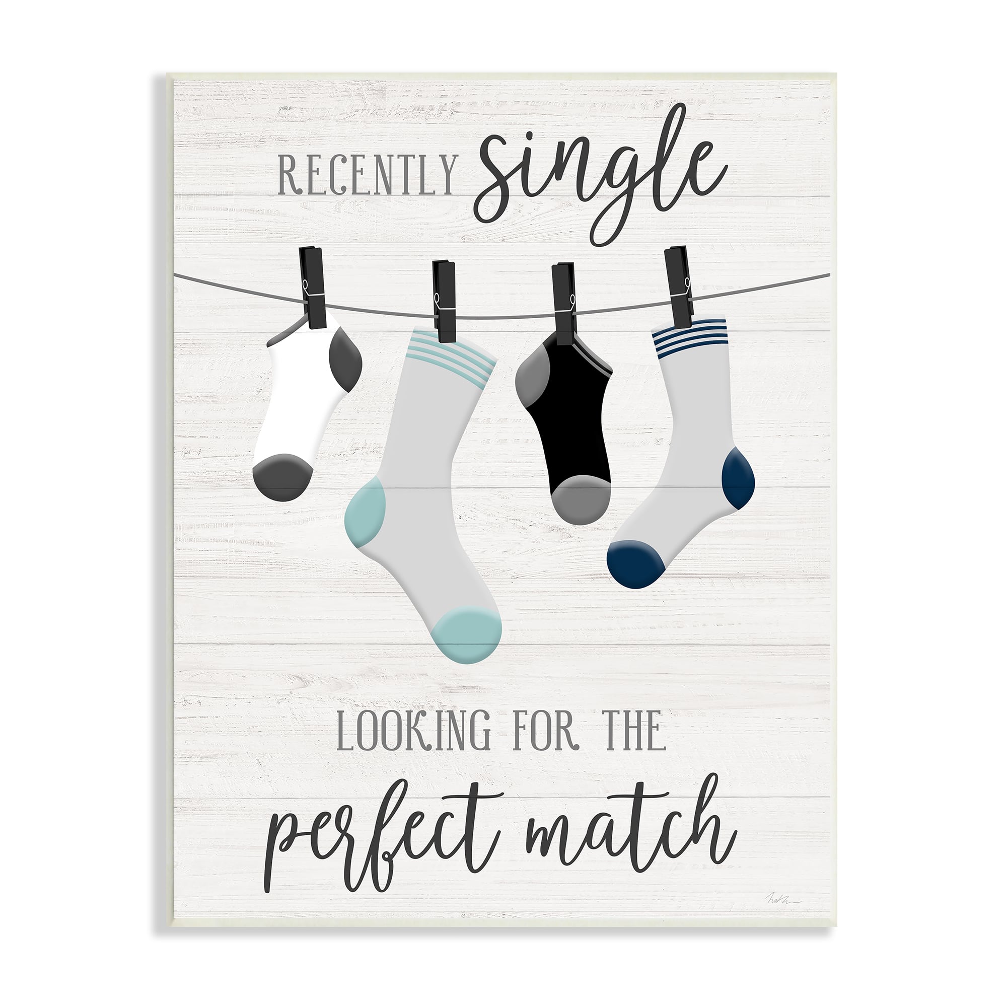 Stupell Industries Recently Single For Perfect Match Laundry Sock Sign Wall Plaque