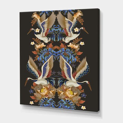 Designart - Chinoiserie With Birds and Peonies IX - Traditional Canvas Wall Art Print in Blue | 30" x 40" | Michaels®