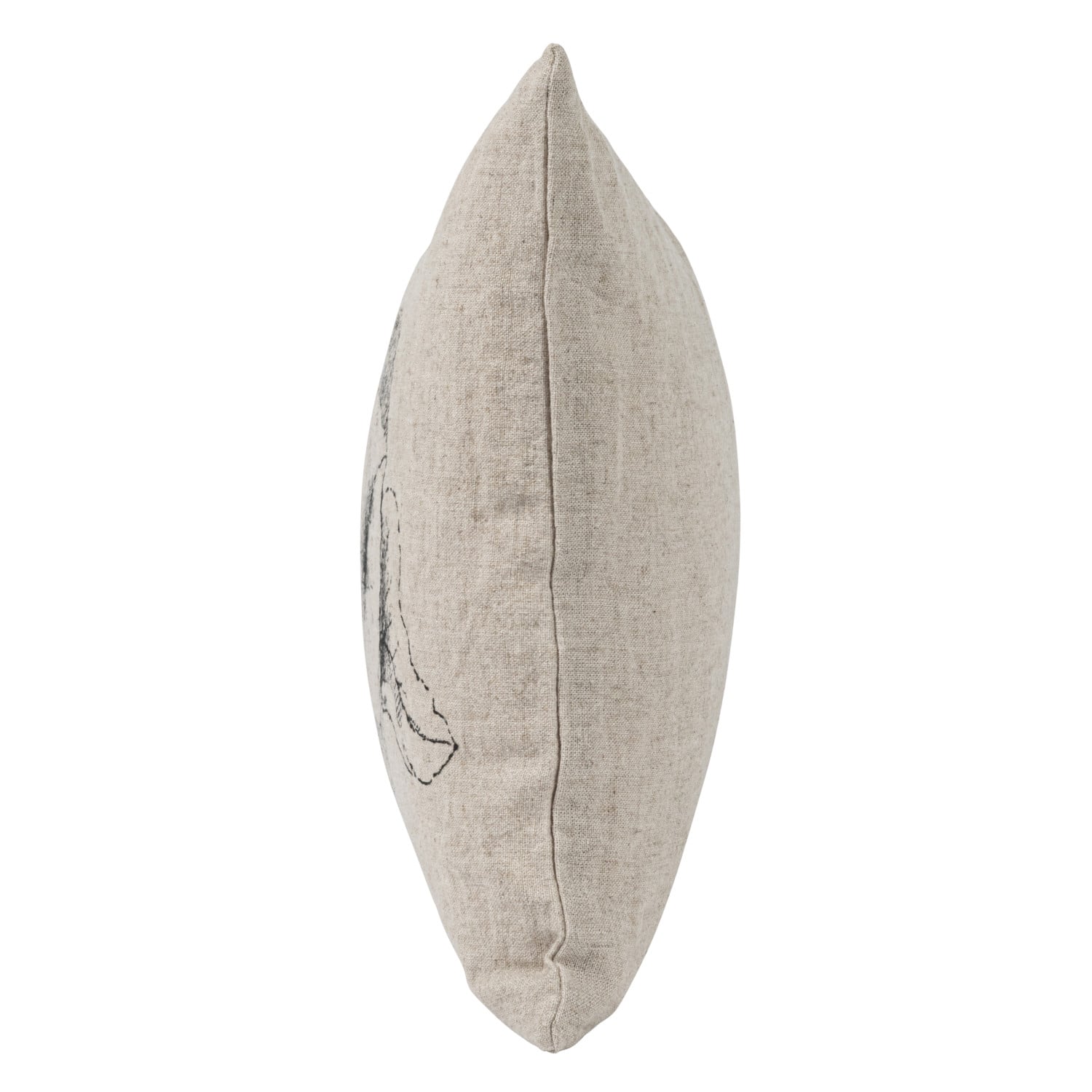 Hello Honey® Natural & Black Text, Flowers & Bird Designs Linen Blend Lumbar Pillow