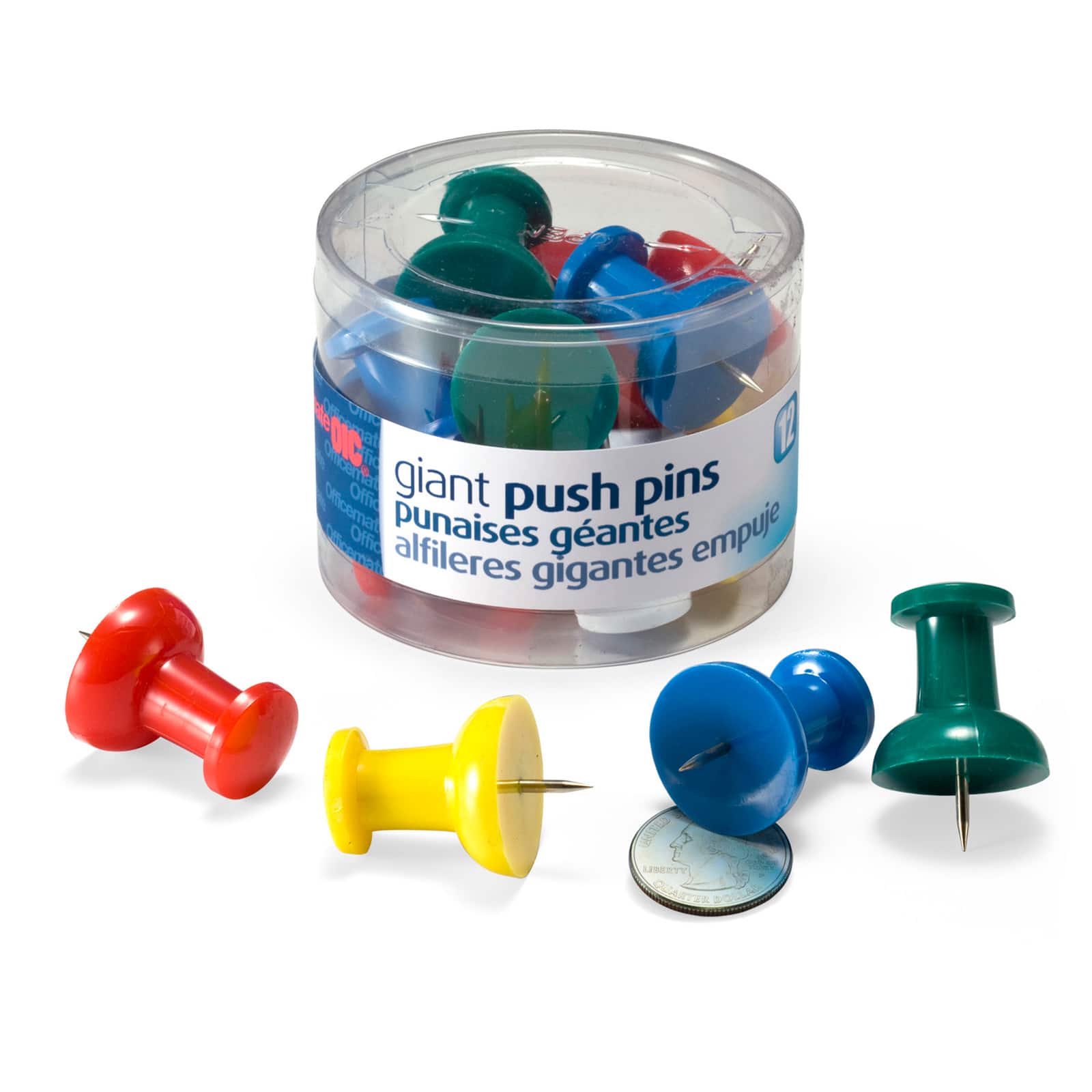 Pack of 200 Assorted Coloured Push Pins in Tub 