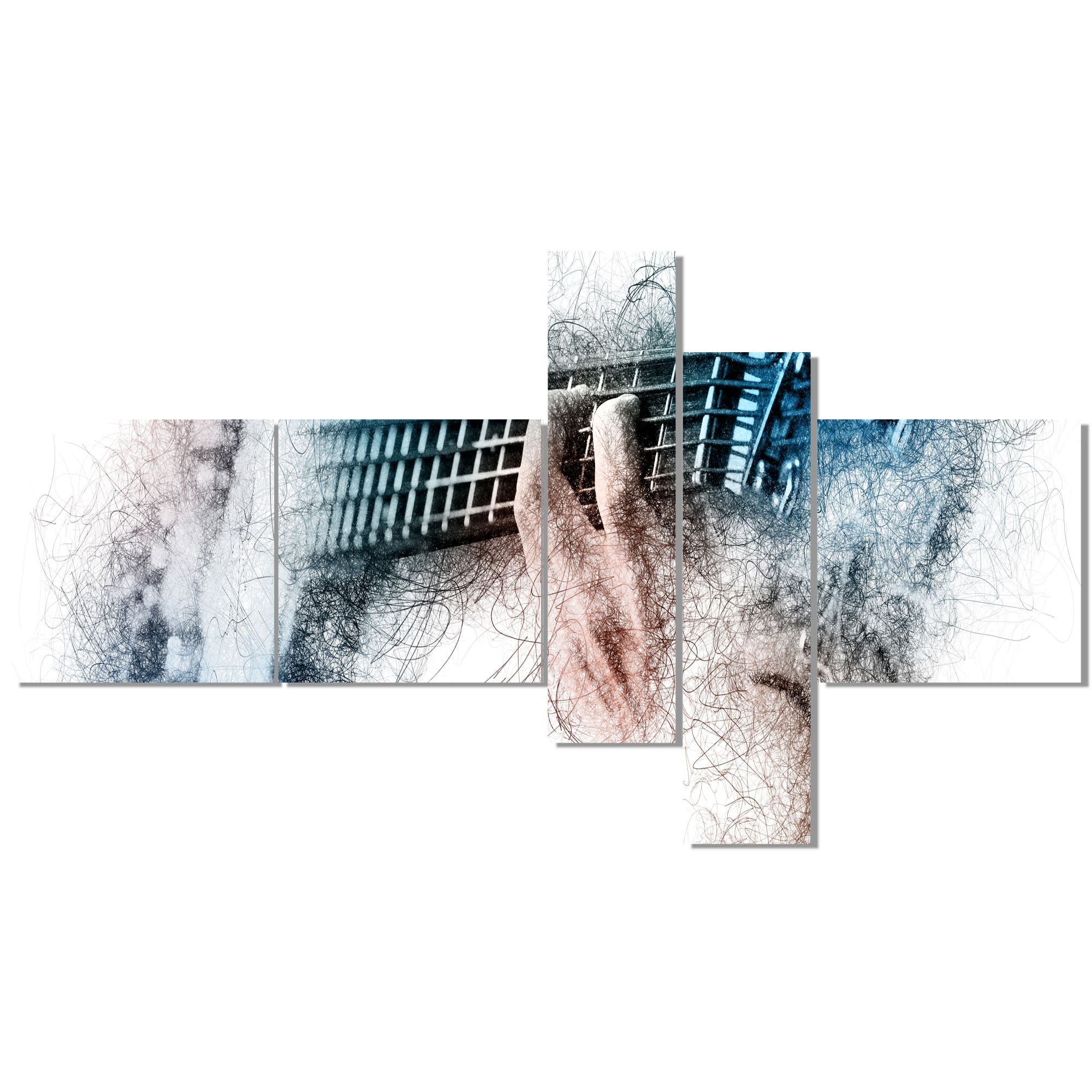 Designart - Man Playing A Guitar Watercolor - Abstract Canvas Art Print in White | 60" x 32" - 5 panels | Michaels®