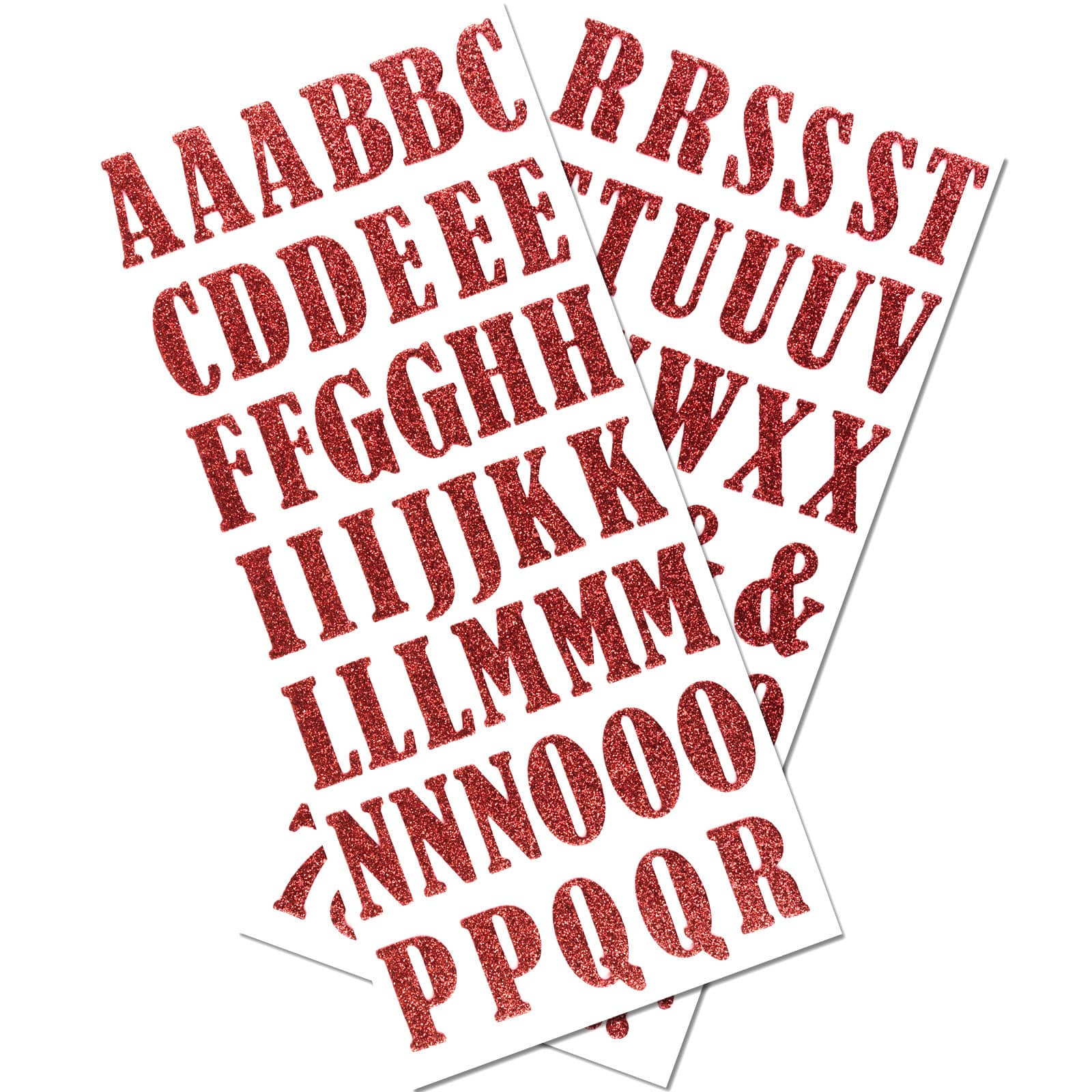 12 Pack: Red Bernhard Condensed Glitter Alphabet Stickers by Recollections&#x2122;