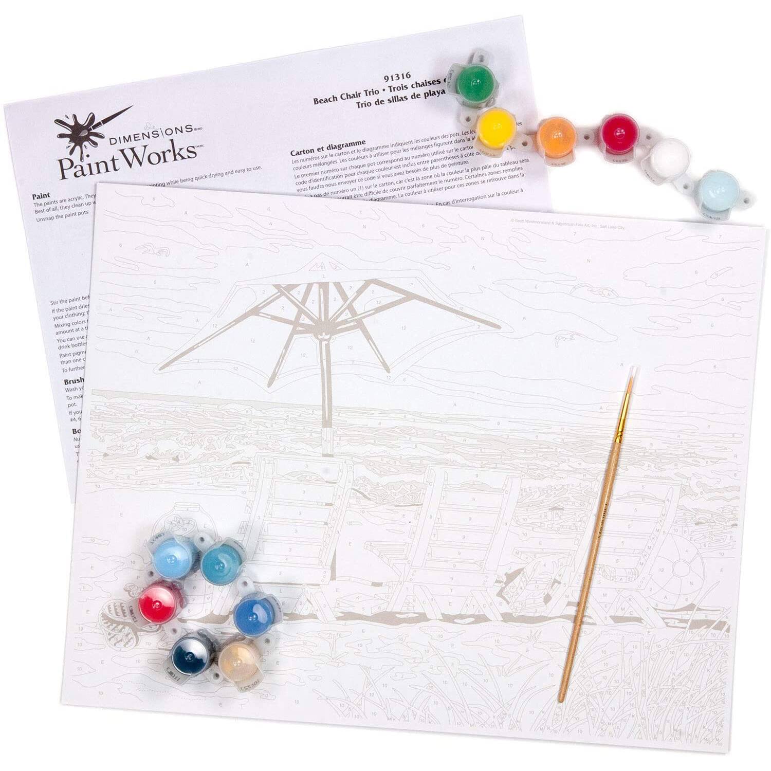 Dimensions Paintworks Beach Chair Trio Paint By Number Kit Michaels