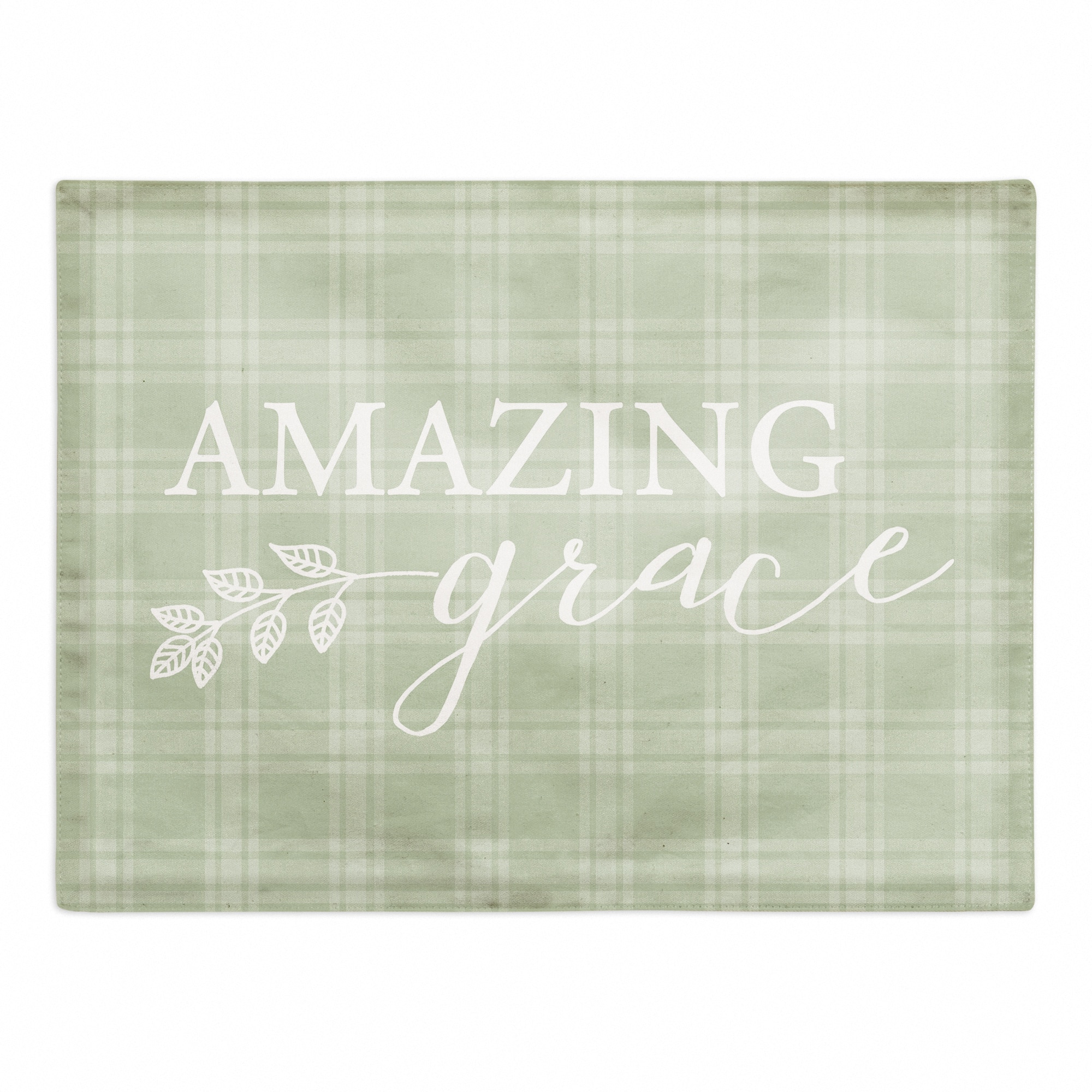 Amazing Grace Green Plaid 3 18" x 14" Poly Twill Placemat