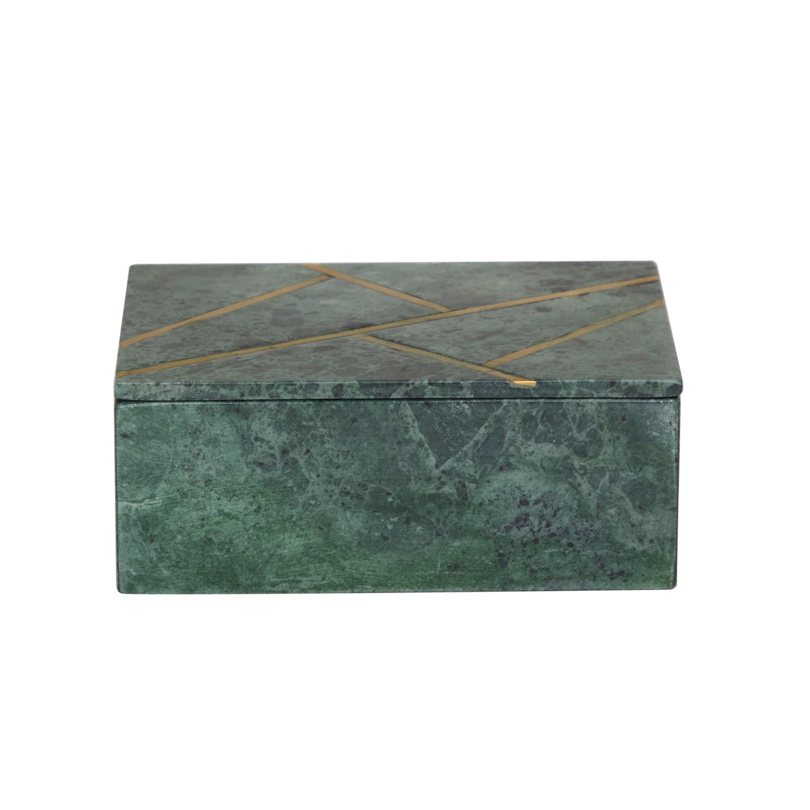 Green Marble Box with Gold Lines Set