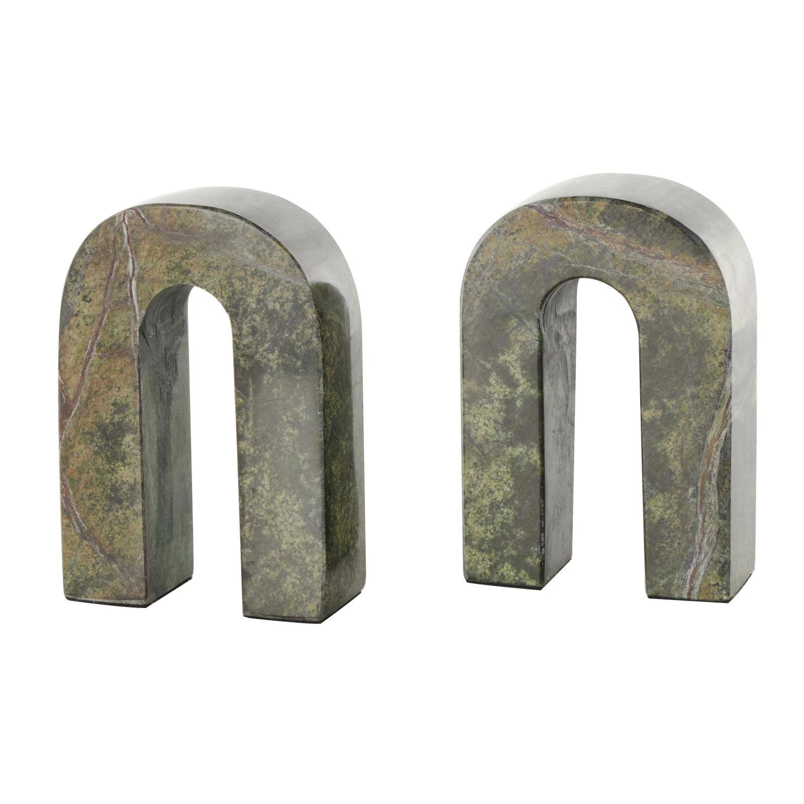 6" Green Marble Arched Bookend Set