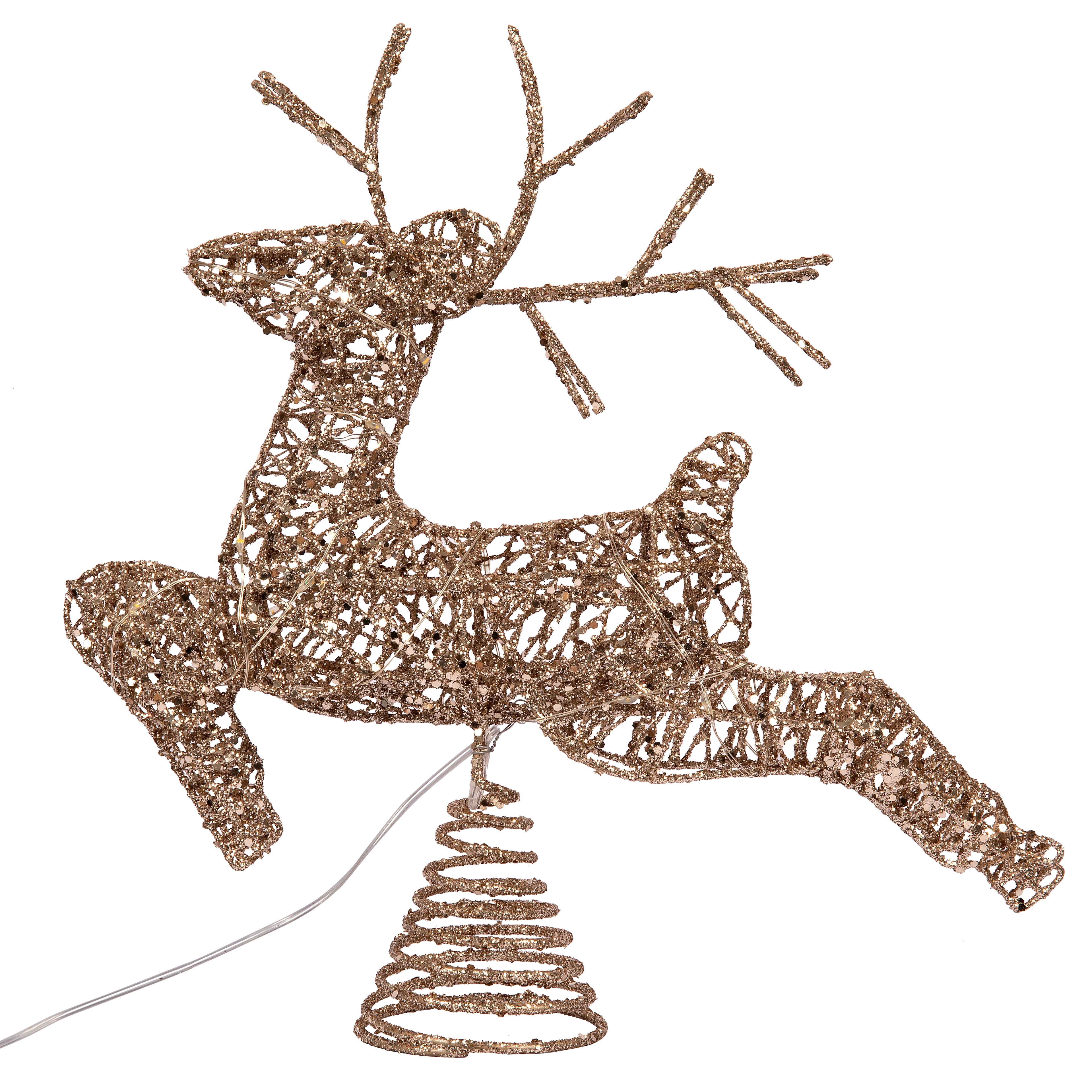 11.25&#x22; Champagne Glitter Reindeer LED Tree Topper by Ashland&#xAE;