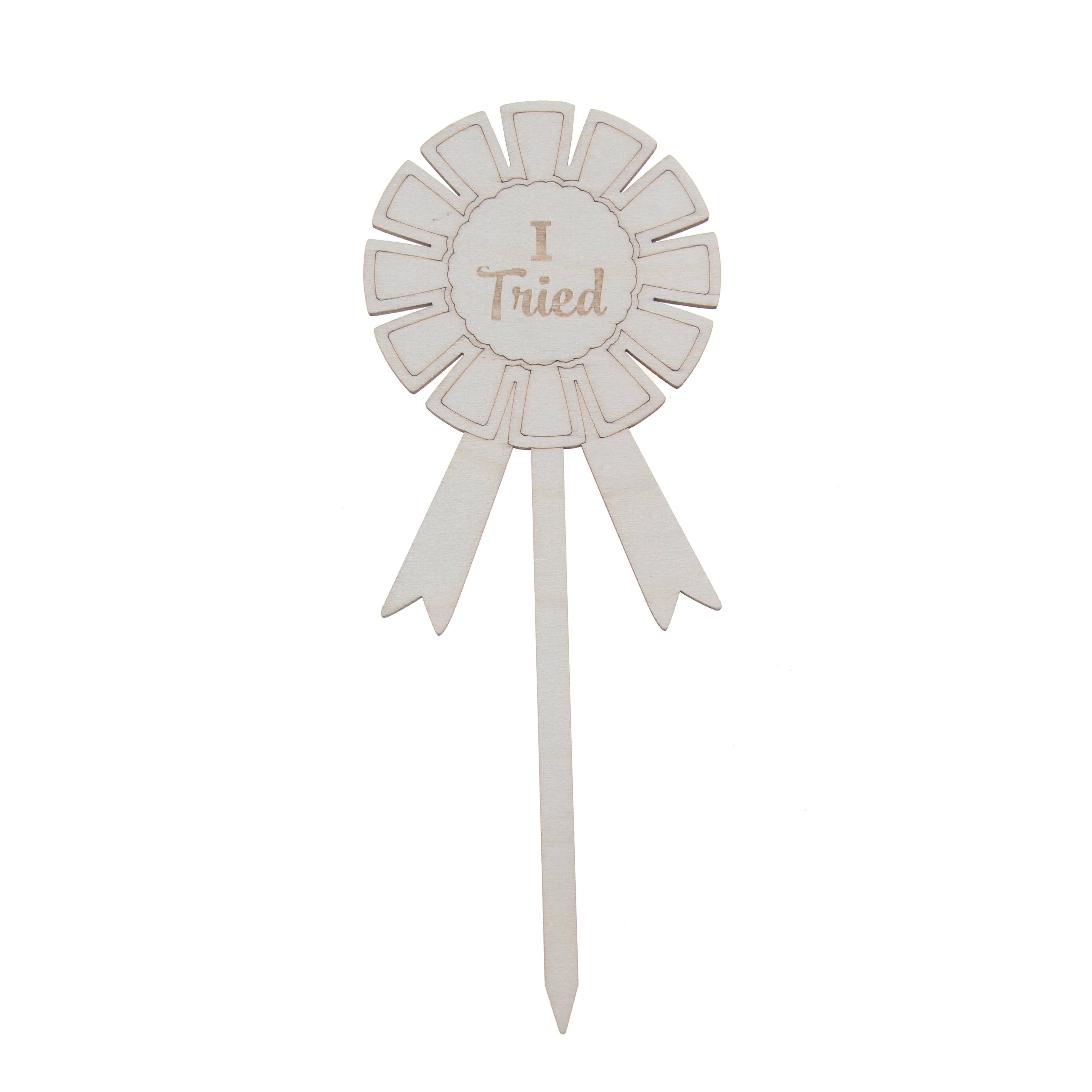 7.75&#x22; I Tried Ribbon Pick DIY Wood D&#xE9;cor by Make Market&#xAE;