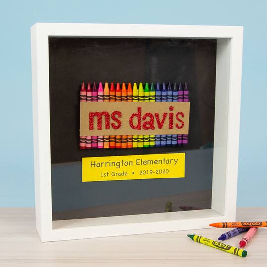 Personalized Teacher Crayon Shadow Box